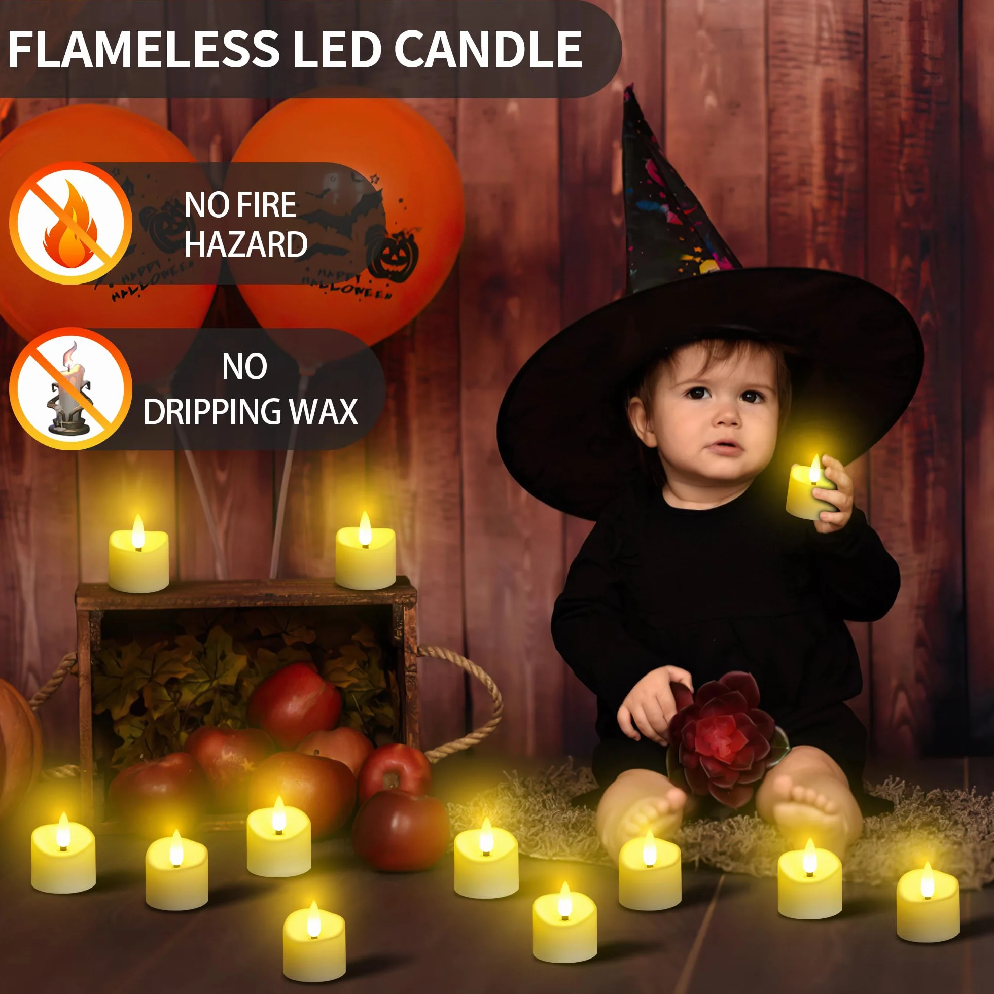 daphomeu Candela LED Con Telecomando 24 Pezzi, Senza Fiamma, Con Funzione Timer, Candela Elettrica Tremolante, Per Matrimoni, Feste, Halloween, Natale, Decorazioni Per La Casa
