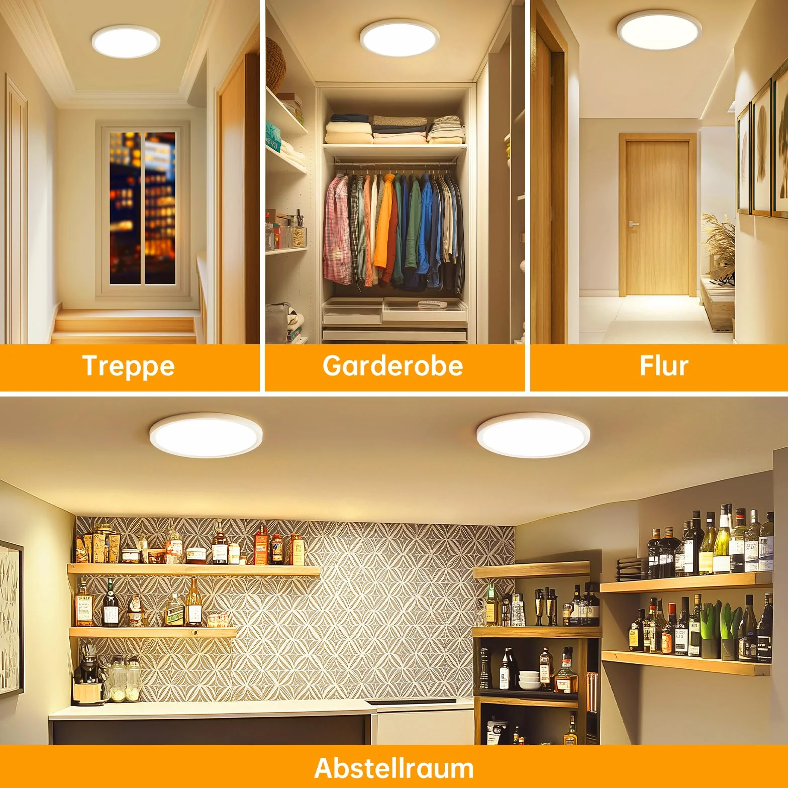 18W 2448LM 3000K Plafoniera Led Soffitto Moderna, IP44 Lampada da Soffitto Rotonda per Garage Corridoio Bagno Camera da letto Cucina Seminterrato Ø22CM (2 pezzi)