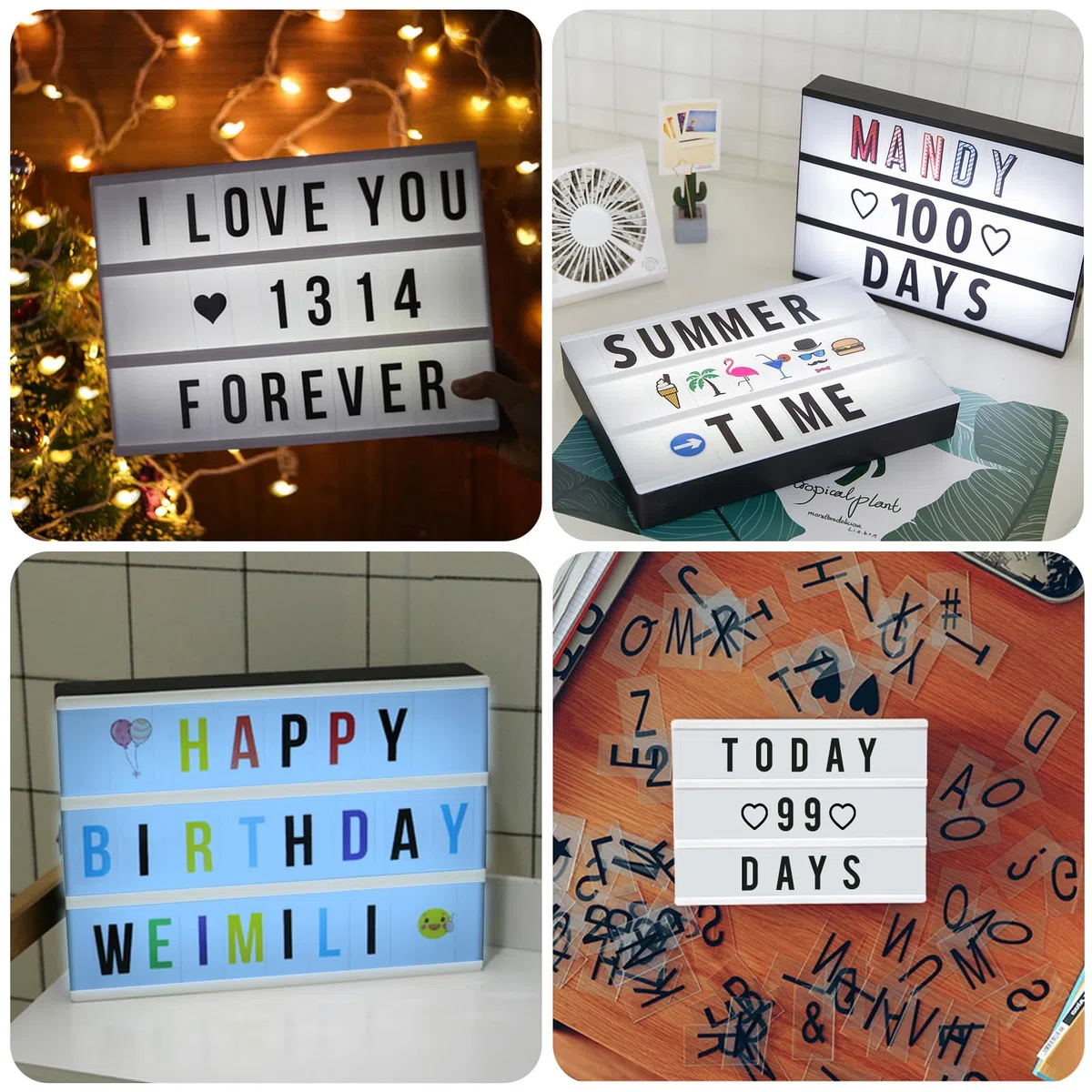 TAVADA Light Box,Insegna Luminosa,LED A4 Scatola Luminosa,con 294 Lettere ed Emoji,Lavagna Luminosa con Lettere Luminose,Telecomando,per Natale,Decorazioni Casa,Festa,Matrimonio,Compleanno,Negozio