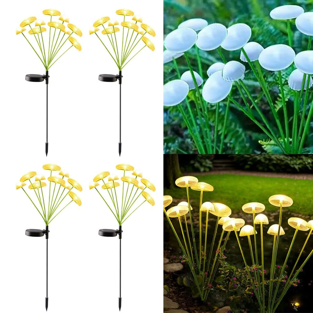 4 pacchetto 10LED all'aperto solare terra inserito caldo luce meduse lampade, impermeabile cortile atmosfera luce decorativa, 2 modalità di luci paesaggistiche.