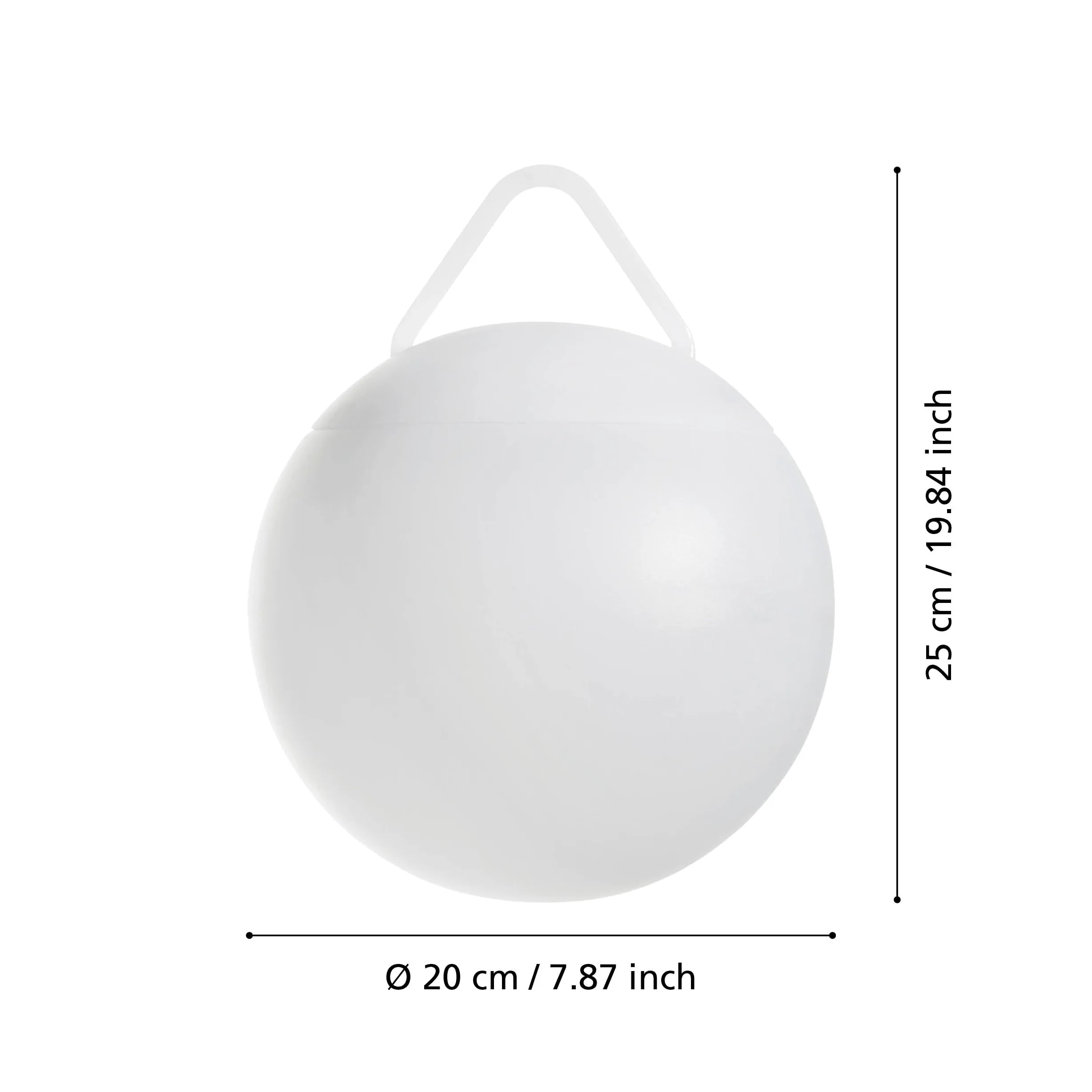Eglo Sfera a LED da giardino Poggiobello, a batteria, rotonda, con telecomando, dimmerabile, con picchetto e sospensione, in plastica bianca, cambio di colore RGB, IP44, Ø 20 cm