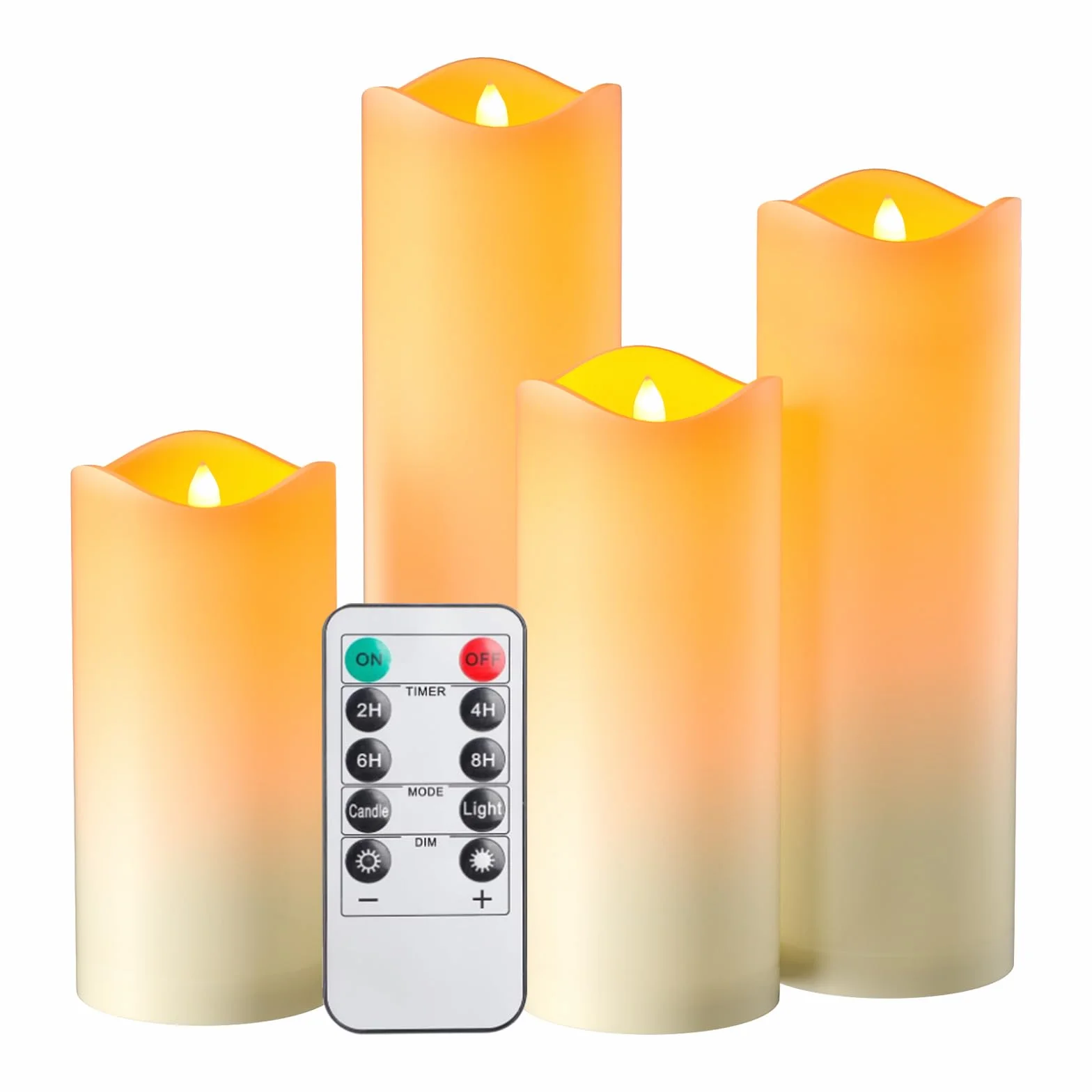 EXTSUD Set di 4 Candele a LED senza Fiamma con Telecomando, Impermeabili Outdoor LED Candele, Luce Notturna Antivento, LED Candela Decorazione Romantica per Matrimoni San Valentino Anniversari