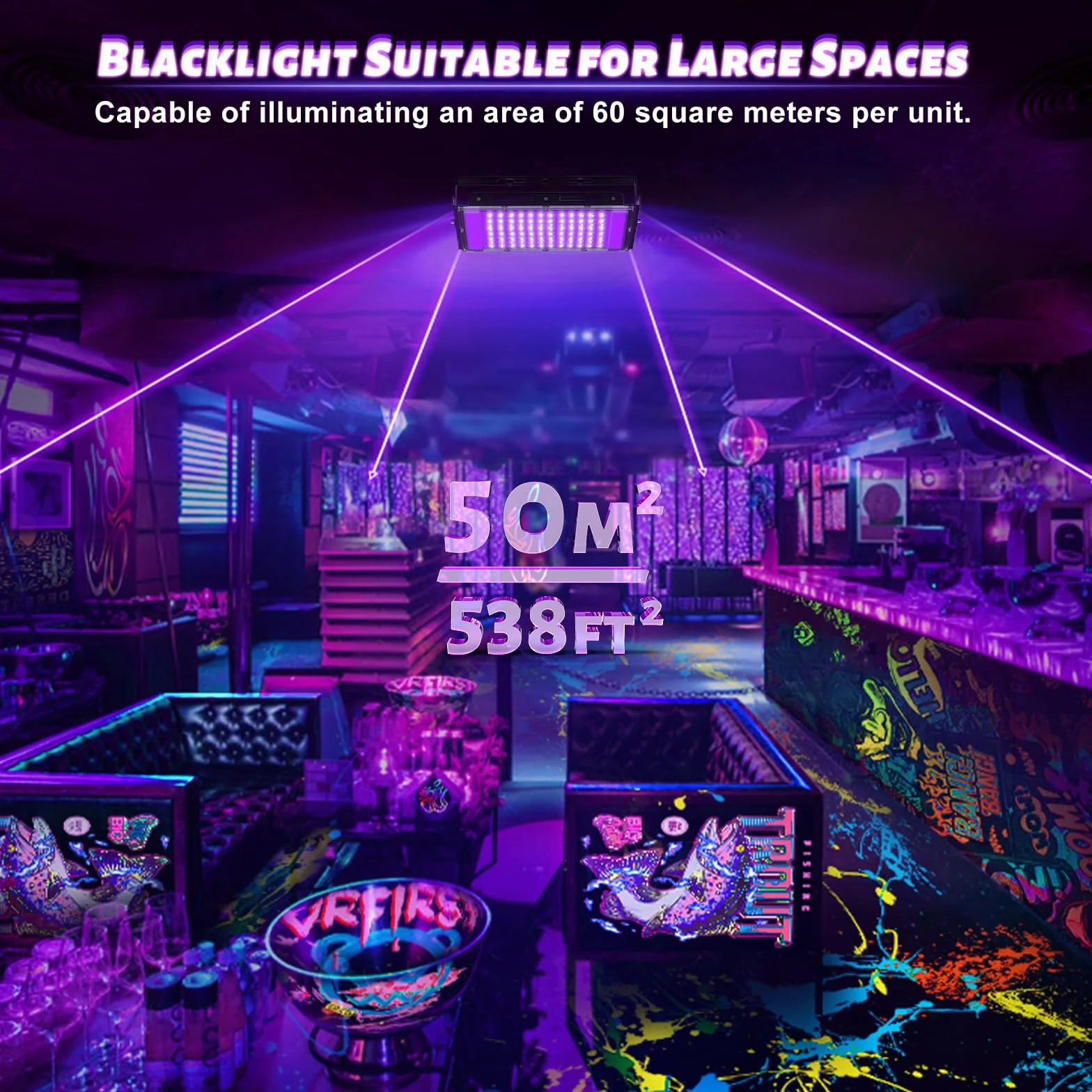 Glostars 100W LED Luce Nera, Potente Faretto UV, IP66, Lampada UV 395-400 nm con Interruttore per Festa di Natale, Luce della Sera, Festa Glow, Esterno (1 confezione)
