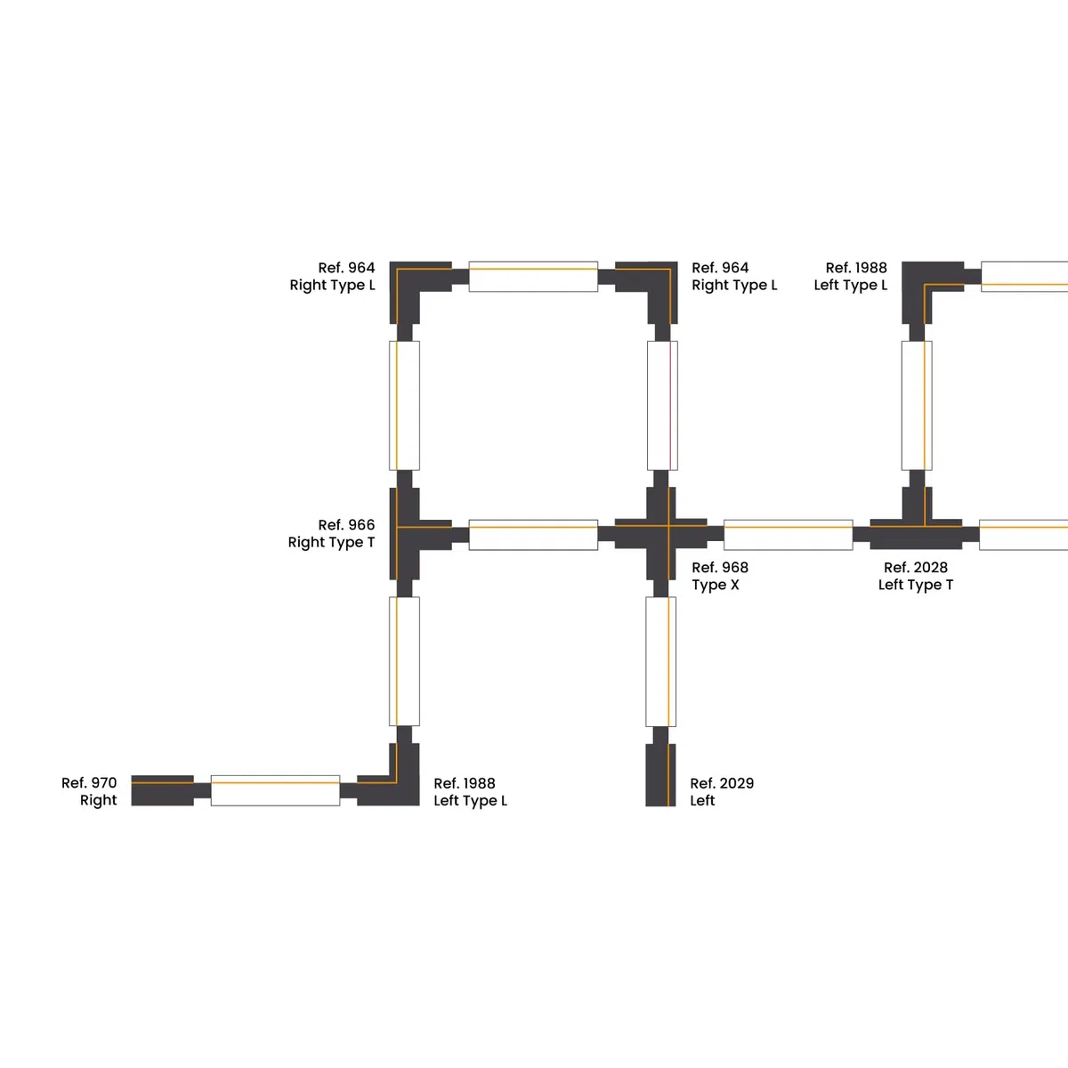 LEDKIA LIGHTING Connettore Right Side Trifase a Rete Nero