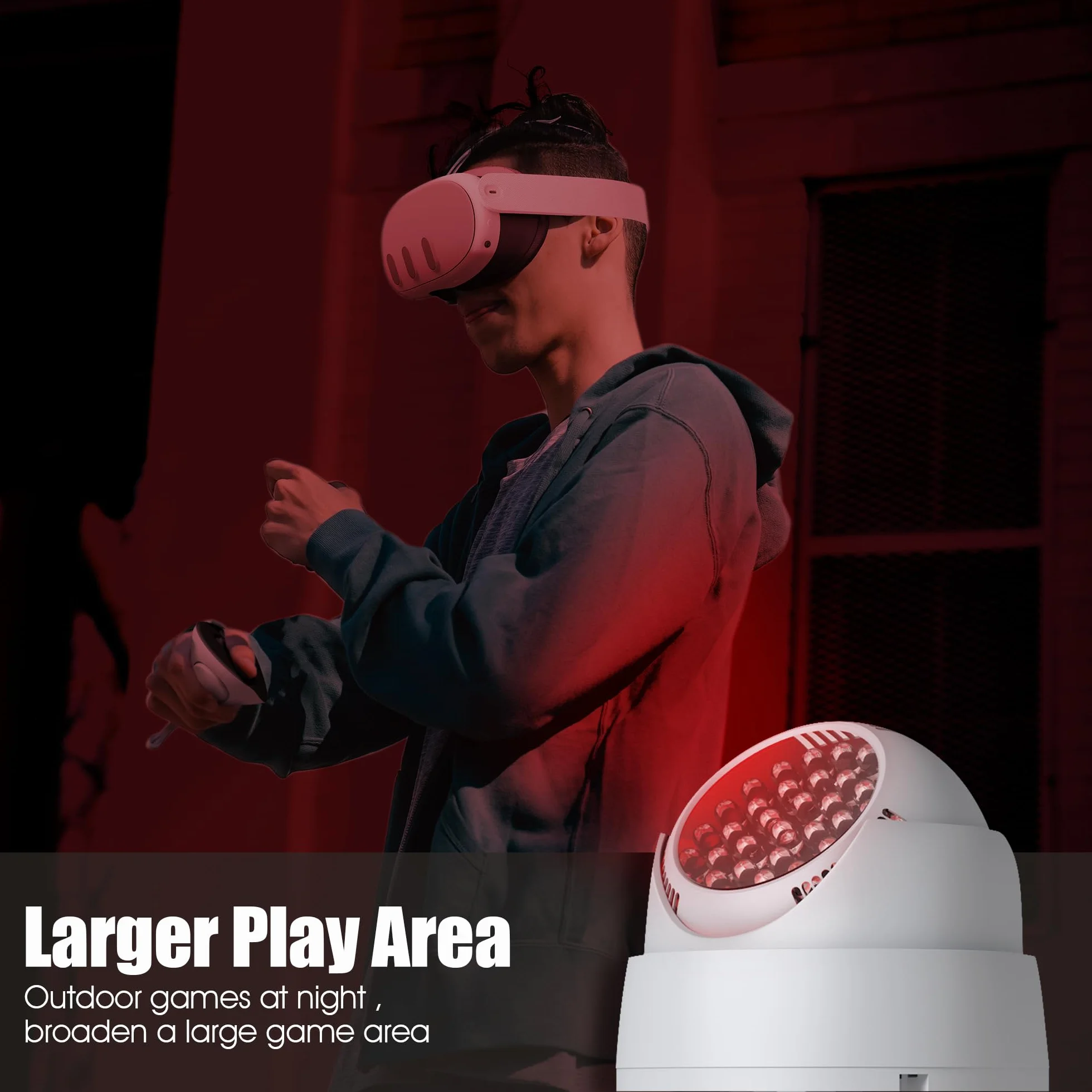 NEWZEROL Lampada a Infrarossi Compatibile Quest 3/Quest 2/Quest/PS VR2/Pico 4,Luce Ausiliaria per Visione Notturna ad Alta Sensibilità con Adattatore per Interruttore Standard Europeo (1,5m) - Bianco