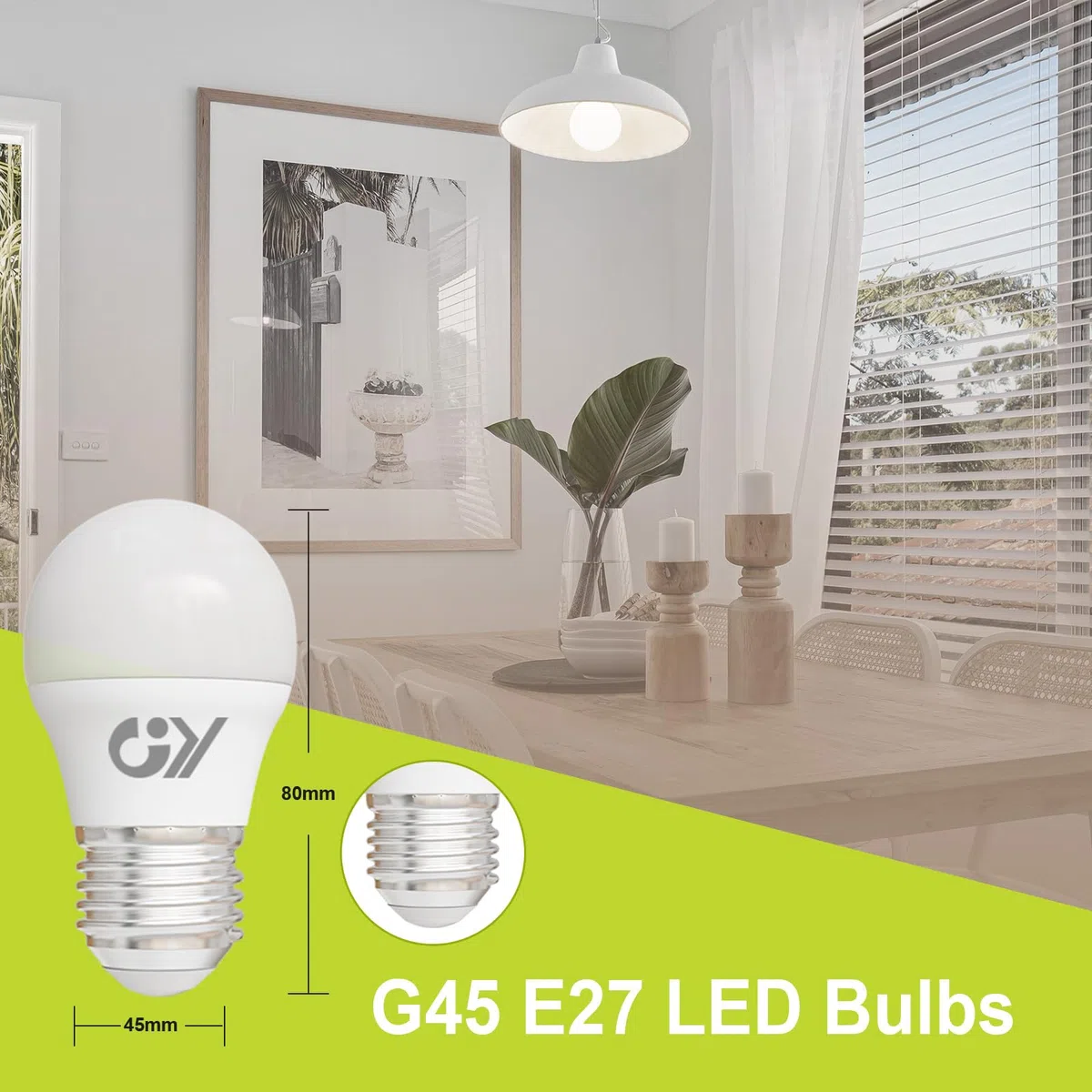 GY Lampadine LED E27, 4.9W (equivalenti a 60W), Lampadine LED Attacco Piccolo G45, 4000K Luce Naturale, 807 Lumen, Lampadine Risparmio Energetico Bianco Neutro, Certificazione CE, 12 Pezzi