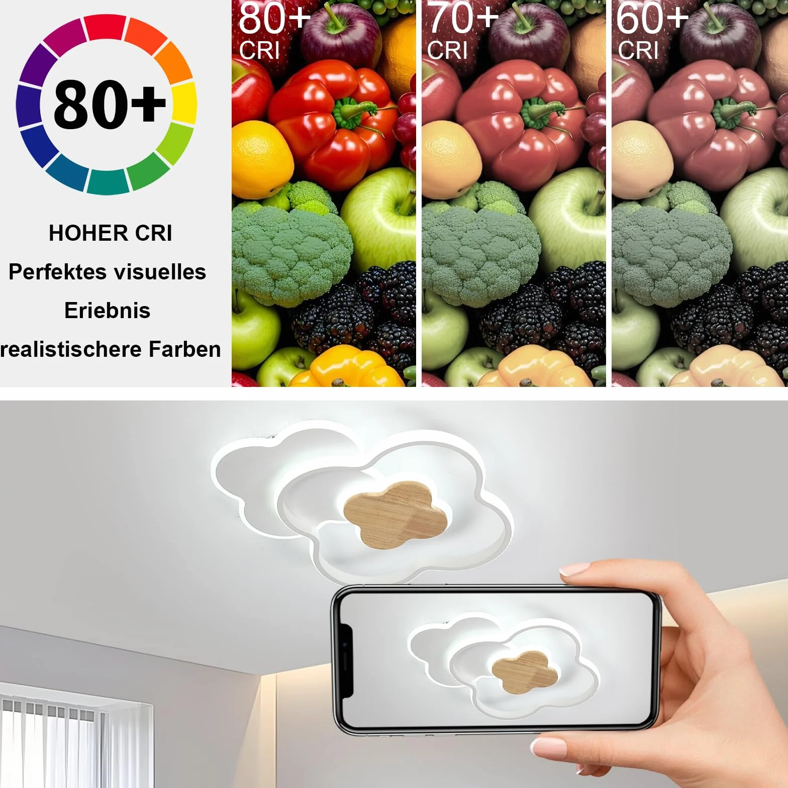 Lampadario Cameretta Bambina Plafoniera Led Soffitto, Telecomando 3000-6000K Lampadario kreative Quadrifoglio Cameretta, Lampade Cameretta Bambina Soggiorno Camera da Letto Bambino (45CM)