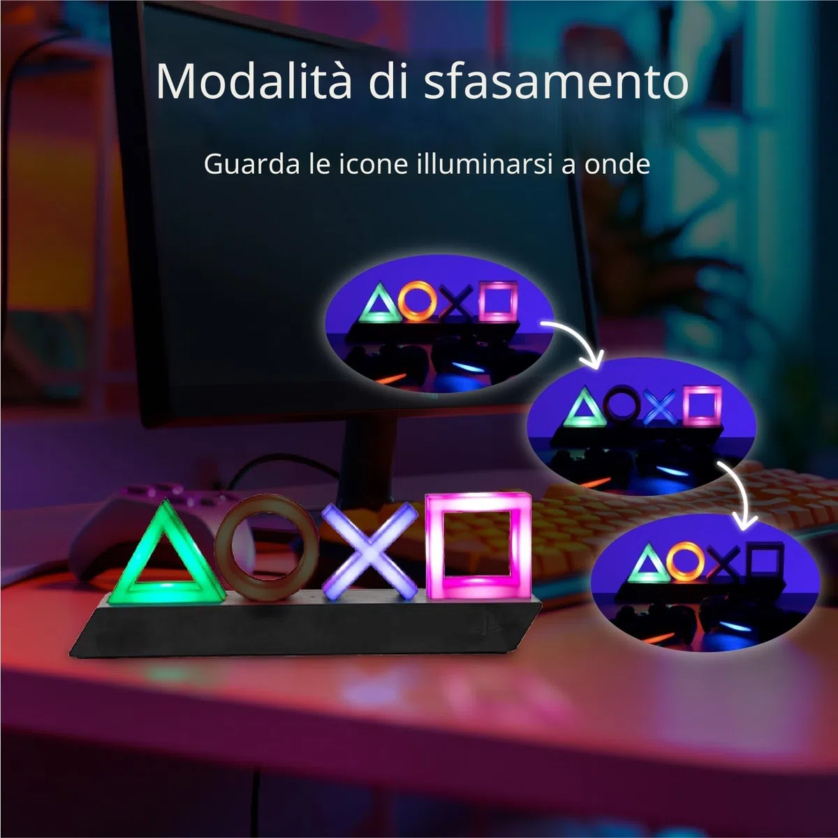 Paladone Playstation Luce Simboli con Tre Modalità