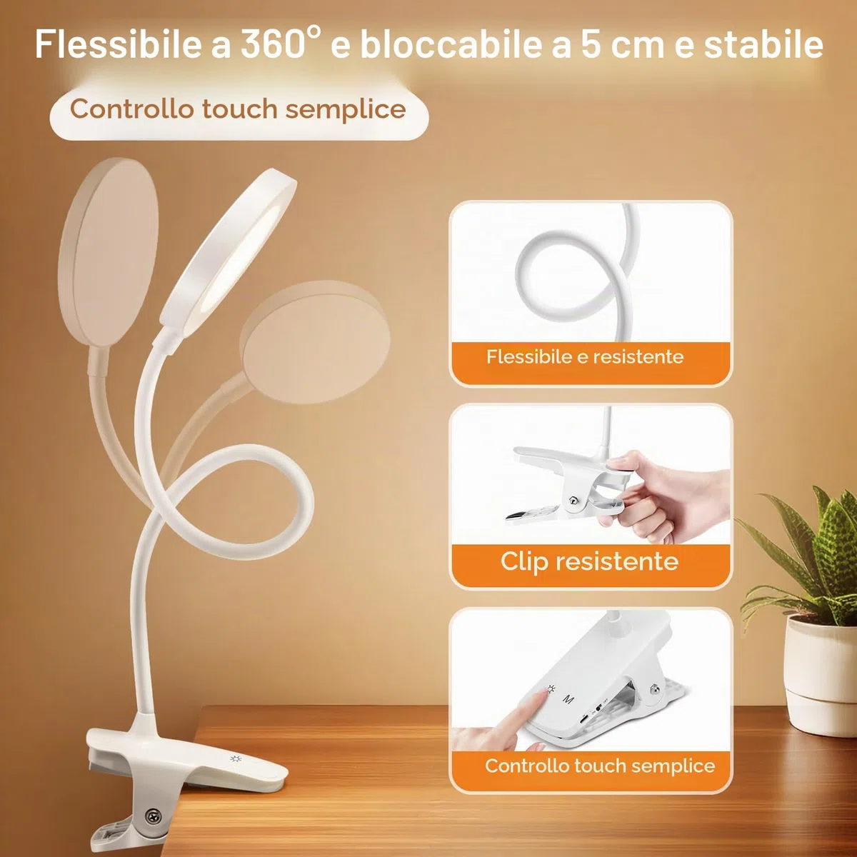 Luce per Lettura Libri a Letto, 450 LM+36 LED, 25 Modalità Notturna, 3600mAh USB Lampada Ricaricabile, 360° Flessibile Con Pinza - Luci LED Camera da Letto