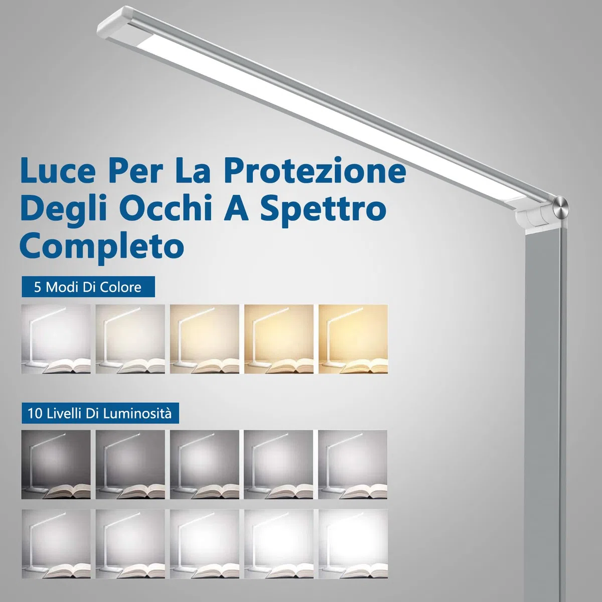 LENDOO Lampada da scrivania a LED senza fili, lampada da comodino USB ricaricabile, 10 livelli di luminosità 5 modalità di illuminazione, Protezione Degli Occhi Lampada da tavolo per ufficio