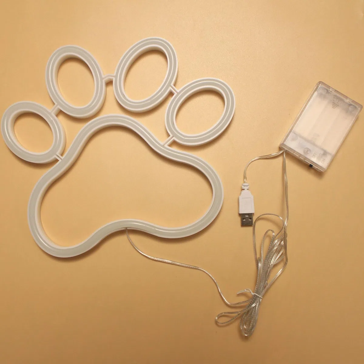 Insegna al neon con impronta di zampa di cane e gatto, dimmerabile, luce al neon per negozio di animali domestici, clinica, camera da letto, decorazione da parete, alimentata tramite USB