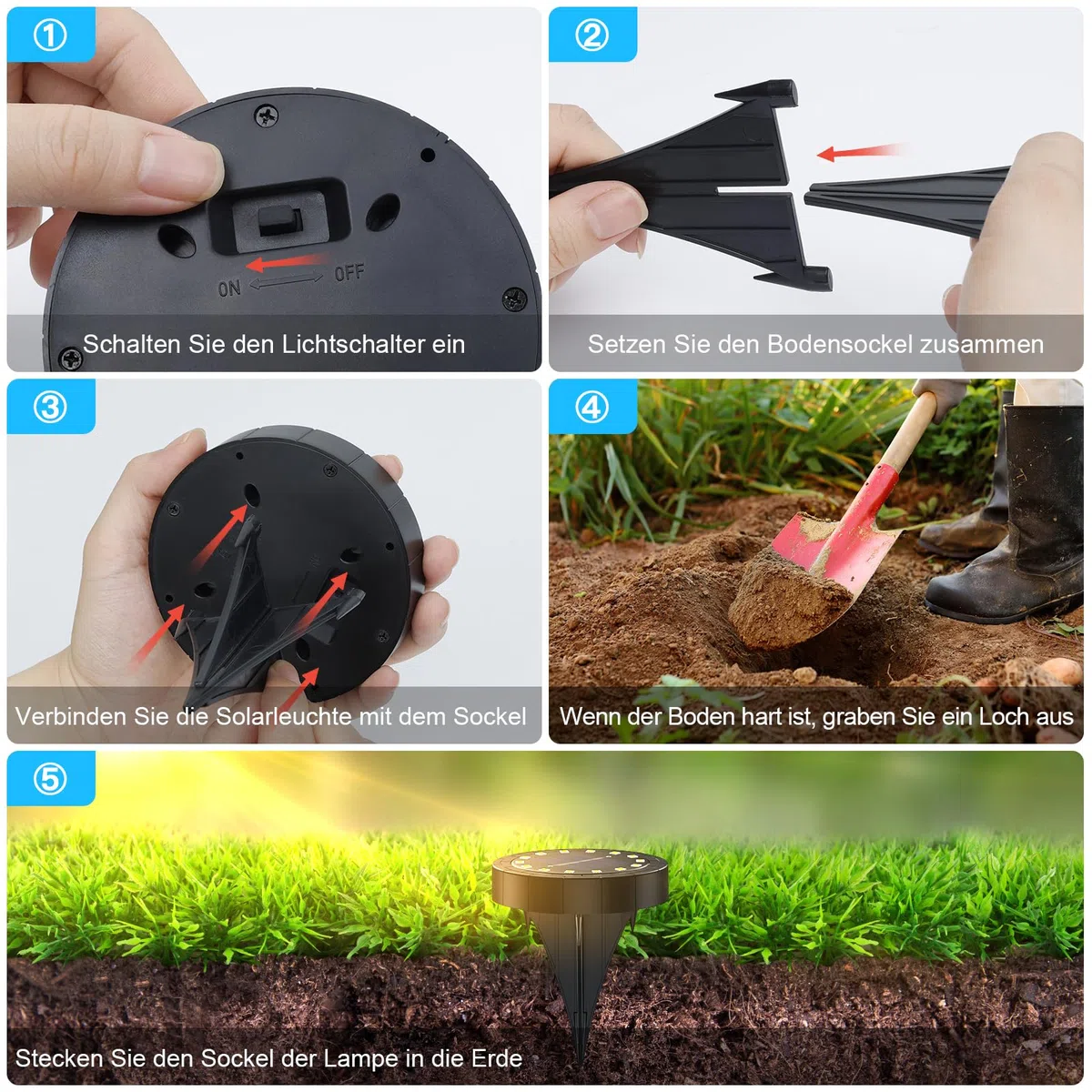 14LED Luci Solari per Giardino, Nuovo stile 2024 Lampade Solare Esterno Incasso Faretti a Terra Luce Sepolta Solare Impermeabile per Prato Vialetto Scala Paesaggio (8, Bianco caldo)
