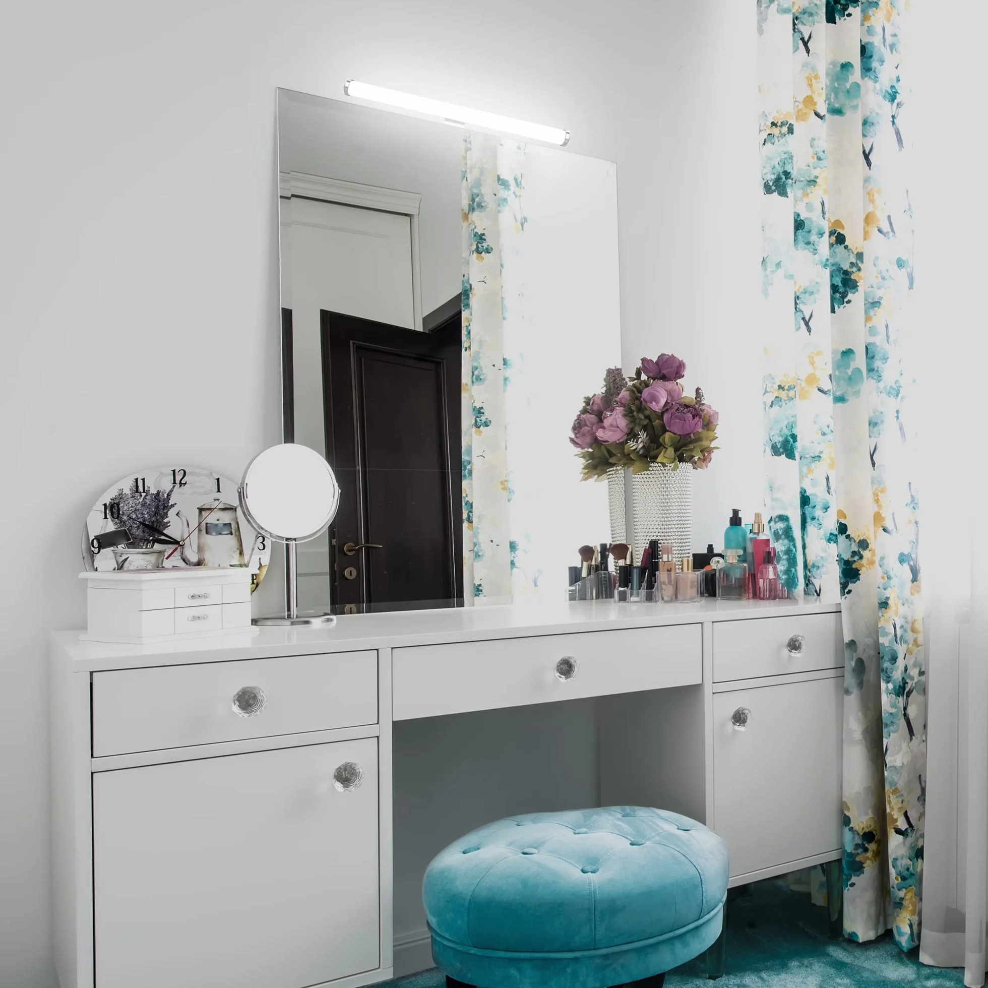 Aourow Lampada da Specchio a LED 40cm 10W 1200lm,Luce Specchio Bagno Super Luminosa Bianca Neutra 4000K,Impermeabile IP44,Applique Specchio Bagno No Strobo 230V,Classe II(Senza Interruttore)