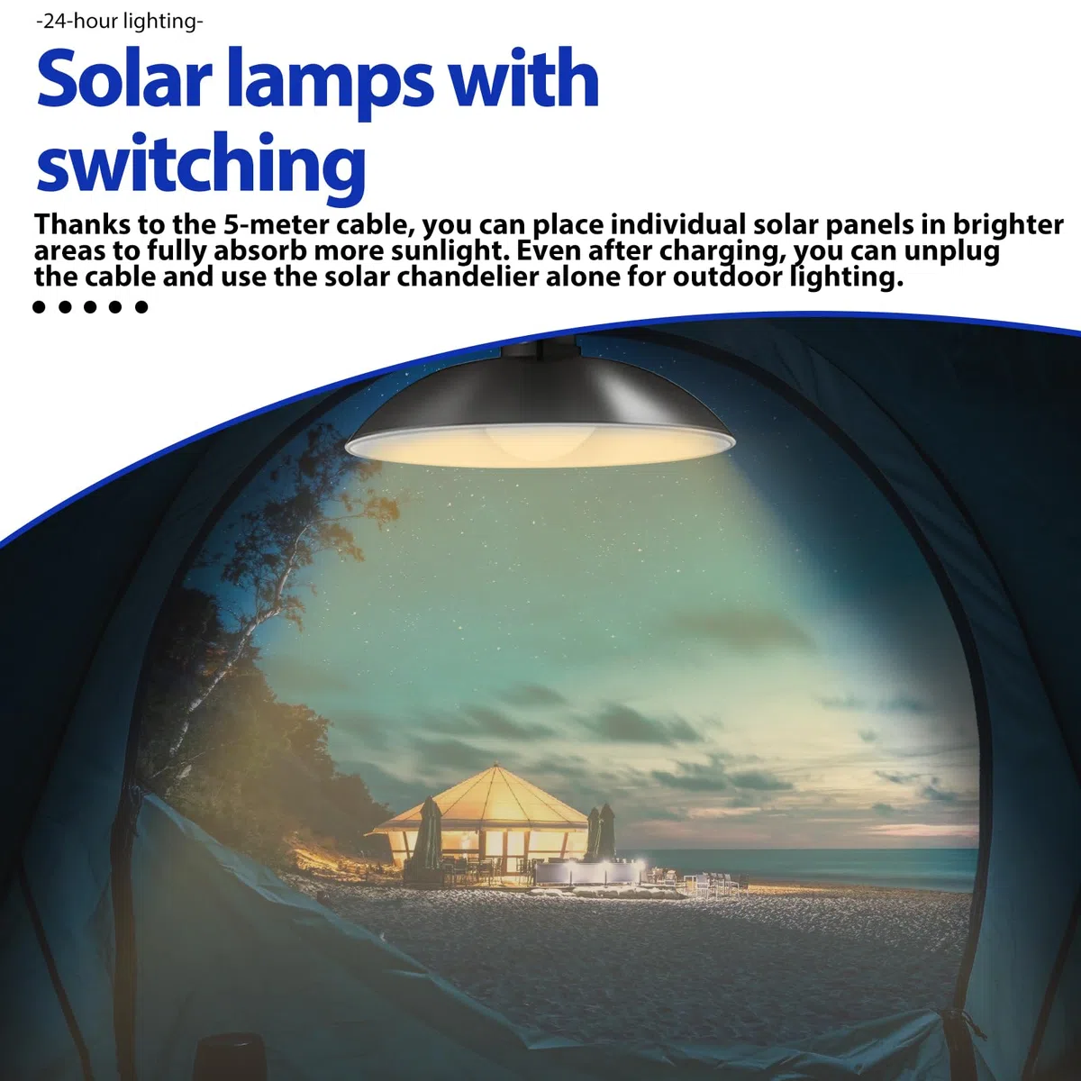 GBKDQQ Lampade solari per esterni da appendere con telecomando, lampada a sospensione solare dimmerabile e IP65, impermeabile, con cavo da 5 m, per giardino, terrazza, balcone, gazebo garage