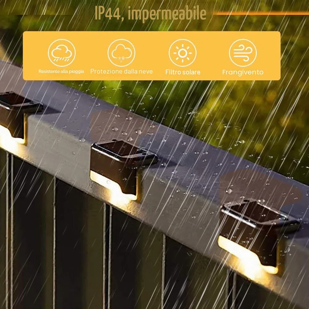16 Pezzi Luci Solari per Esterni, Luci a LED Impermeabili, Luci Solari Da Giardino per Scale Esterne, Gradini, Recinzioni, Cortili, Patio, Grondaia, Sentiero, Decorazione (Nero, Bianco Caldo)