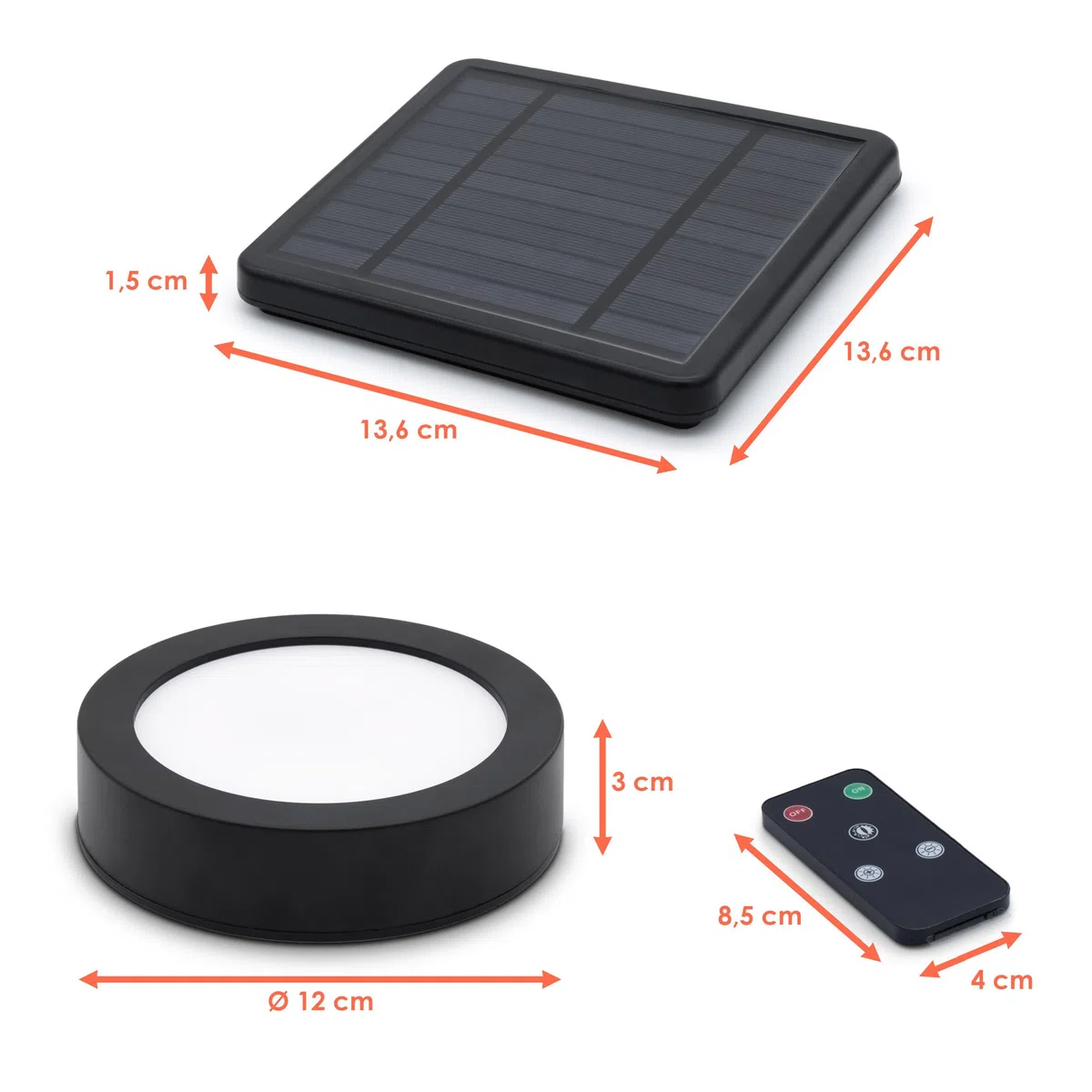 Spetebo Gazebo magnetico a LED nero con comando a distanza – Ø 12 cm – Illuminazione ombrellone da giardino con 3 livelli di luminosità – Lampada da campeggio da giardino illuminazione per ombrellone