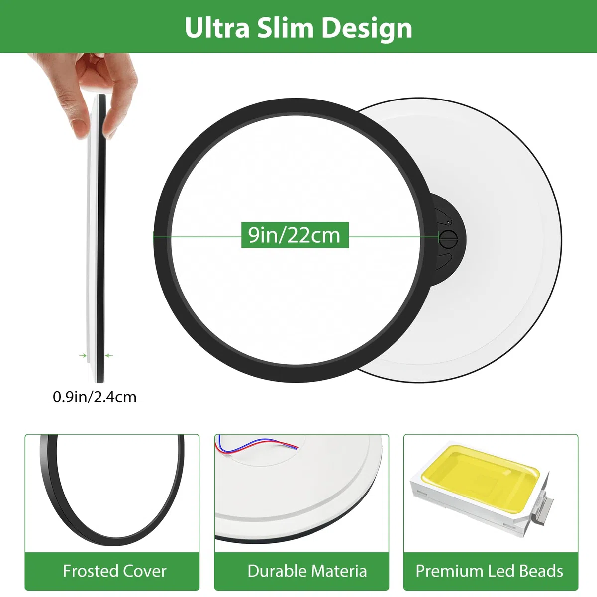 24W Plafoniera LED Soffitto [2 Pezzi], 2100LM Plafoniera 3 Colori 3000K/4500K/6000K Sottile Lampada da Soffitto Ø22cm Luce Calda Naturale Fredda IP44 per Bagno Soggiorno Camera da Letto Cucina