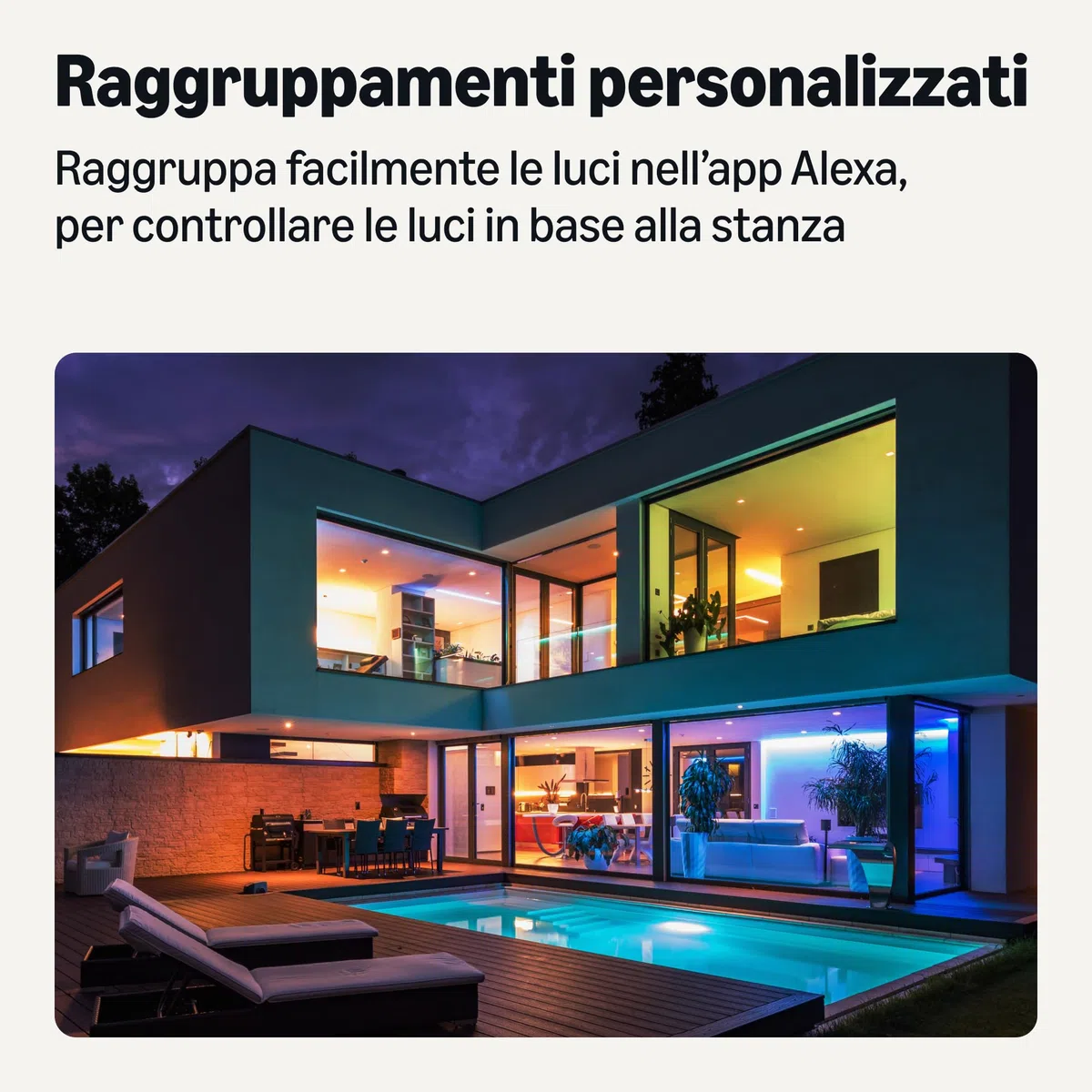 Amazon Basics Striscia luminosa LED intelligente da 5 m, RGBW, Wi-Fi 2,4 GHz, compatibile solo con Alexa, Multicolore