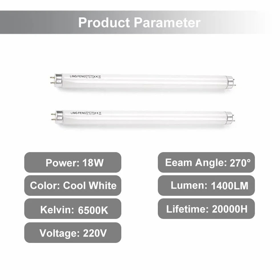 Generico 2 Pezzi T8 Tubi Fluorescenti Da 600mm 18W, Attacco G13, Bianco Freddo 6500K, Luce a Basso Consumo Energetico, Luce Di Emergenza a Risparmio Energetico, per Cucina, Bagno, Armadio