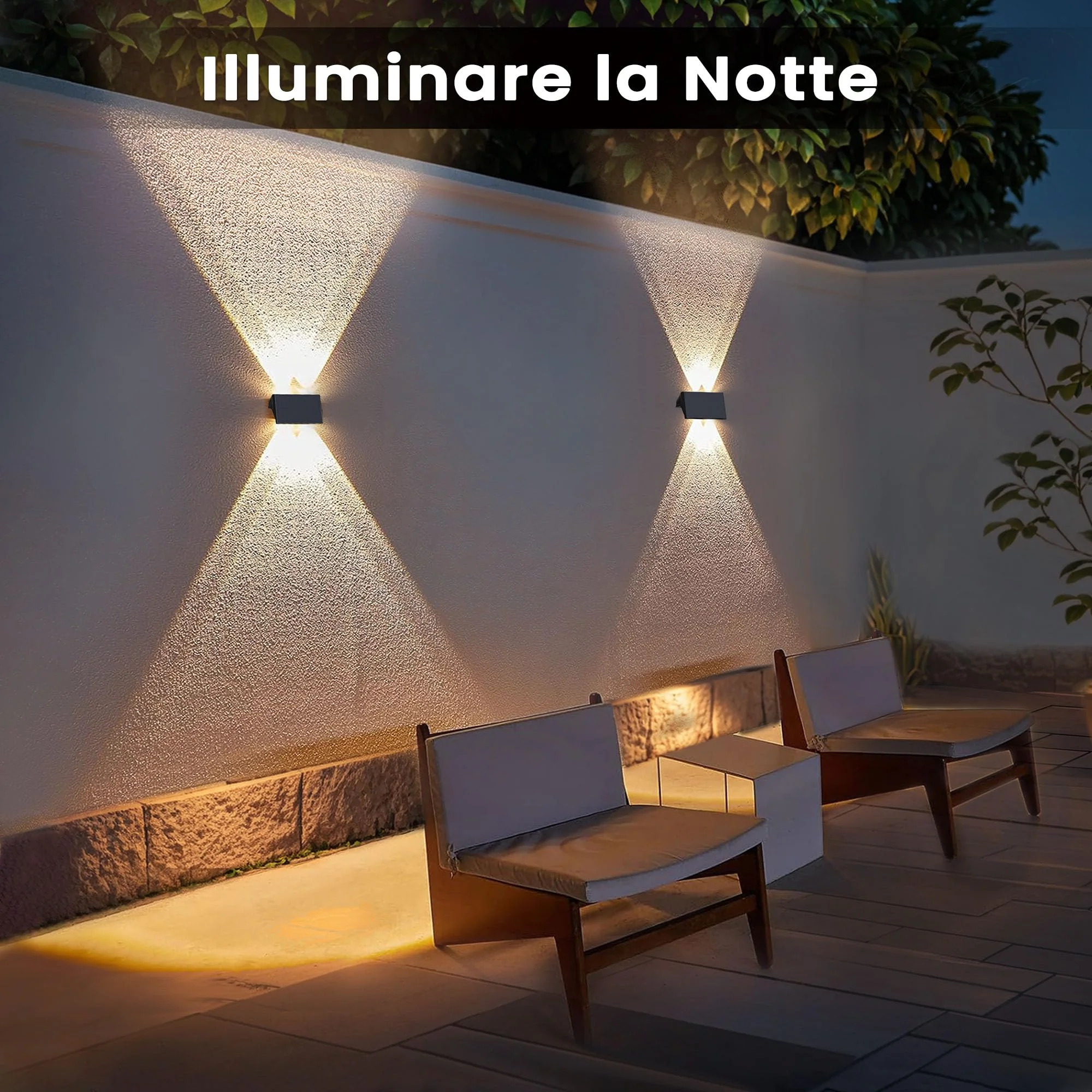Lampada Solare da Esterno di 4 Pezzi Alto e Basso Luci Solari Esterno Energia Bianco Caldo Illuminazione per Esterni 100LM Applique da Solare IP67 per Muro Vialetto Giardino