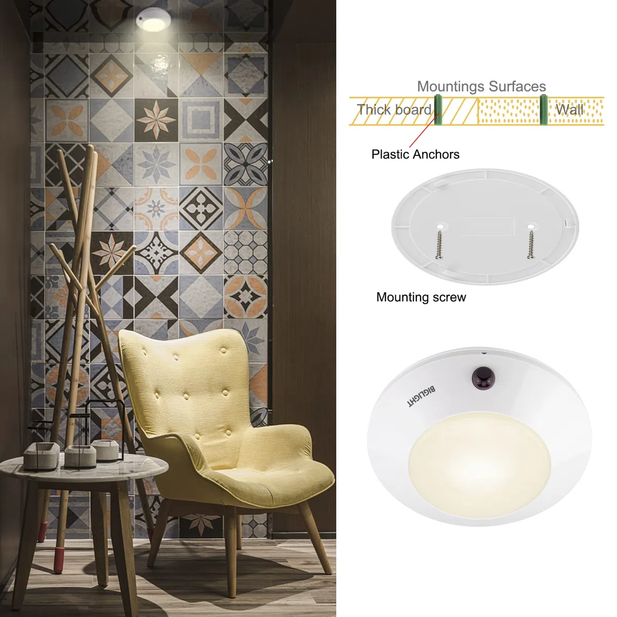 HONWELL Plafoniera a LED Luci con Telecomando, Lampada da Soffitto Dimmerabile a Batteria, 4 Luminosità Modalità Luci Notturne a LED Senza Fili,16 Colori di Luminosità per Armadio,Cucina,Corridoio