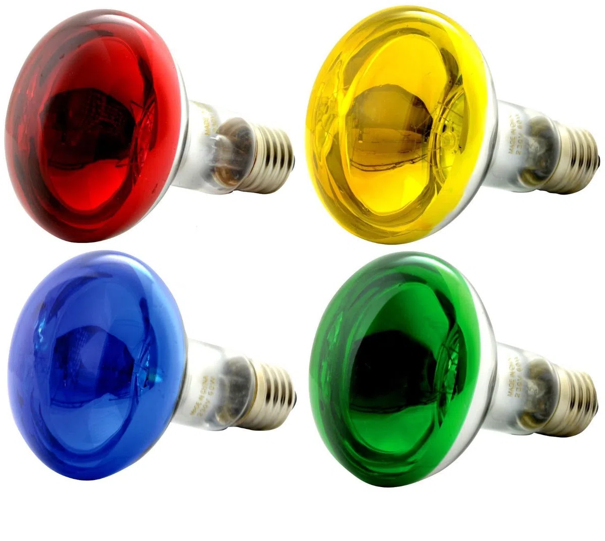 OL-KIT4COLOR60 Kit 4 Lampadine Colorate ad Incandescenza Spot, E27, 60 Watt