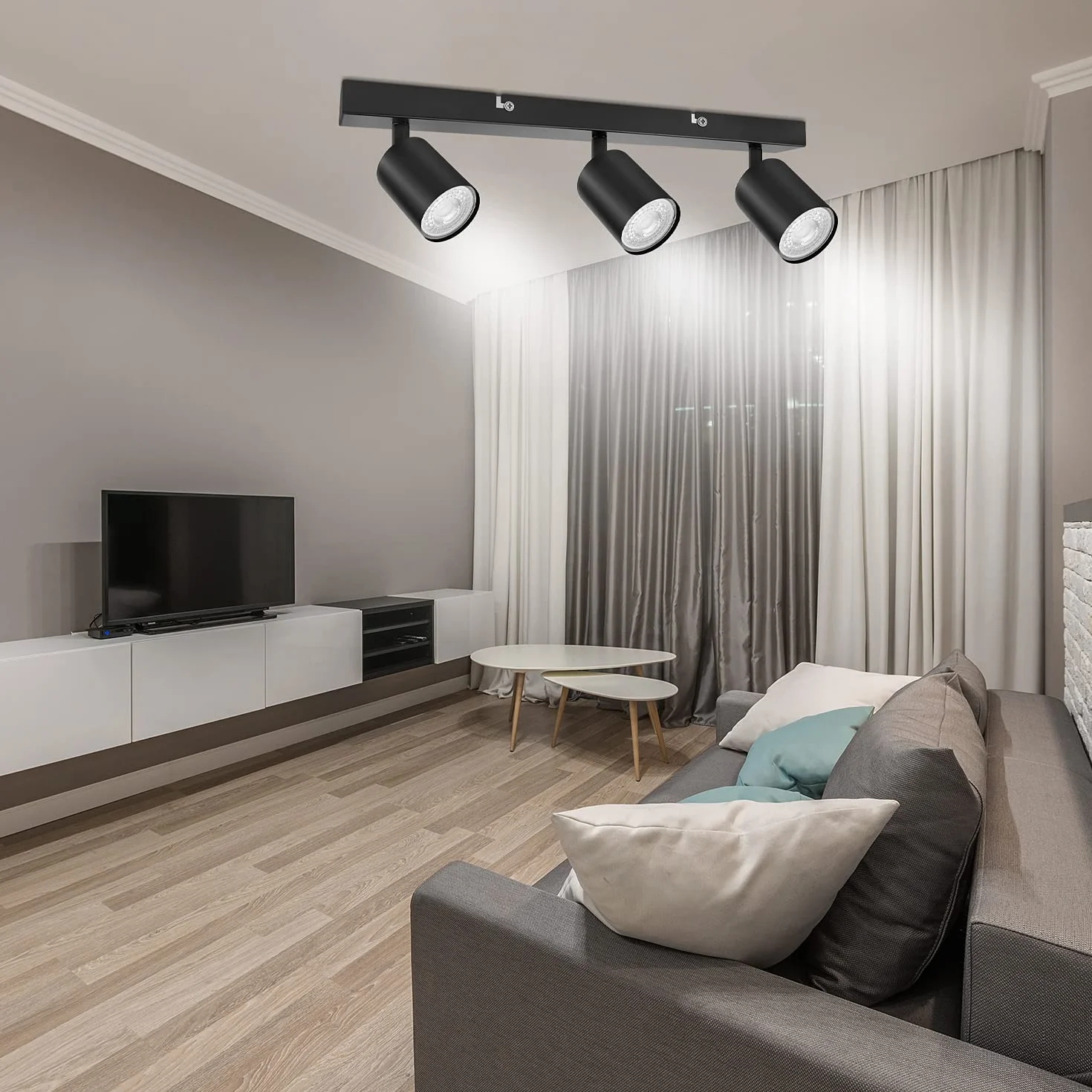 Lampada Faretti da Soffitto LED Orientabili, Faretti da Parete Interno GU10 Nero, Lampadario LED Moderna da Soffitto per Camera da Letto Cucina Soggiorno, Lampadina GU10 non Inclusa