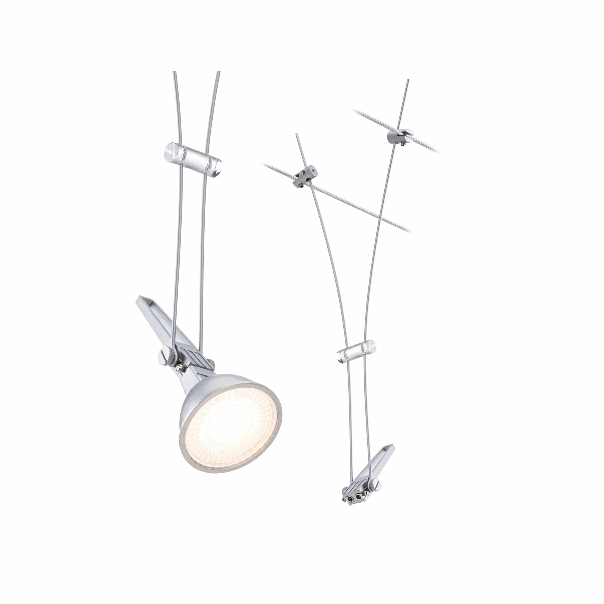 Paulmann CorDuo, punto luce singolo per sistema di cavi per faretti, 94487, Comet, massima CC: 12V 50 Watt, estensibile, cromato, opaco, cavi in metallo, GU 5,3, senza lampadine