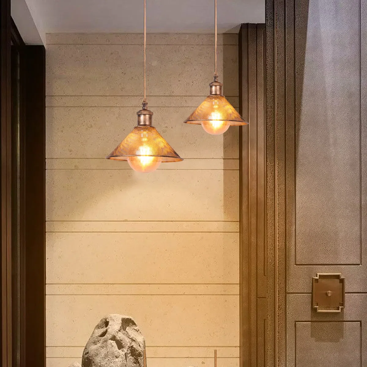 Lampade a Sospensione Industriali E27 Plafoniera Vintage Metal Plafoniere Retrò per Caffetteria Soffitta Cucina Sala da Pranzo (senza lampadina)