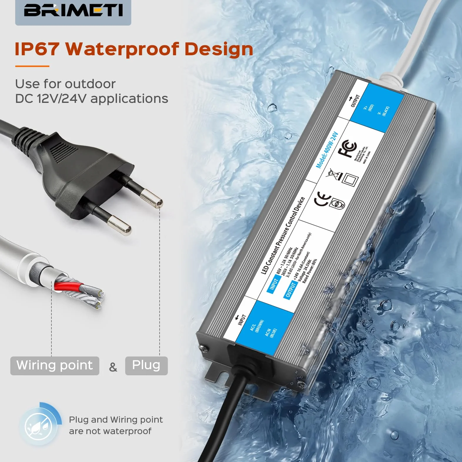 Trasformatore LED 220 24V 150W Esterno Alimentatore Driver IP67 Impermeabile Adattatore AC 220V a DC 24V 6.25A Transformer Interruttore Netzteil Trasformatori Tensione per Striscia LED