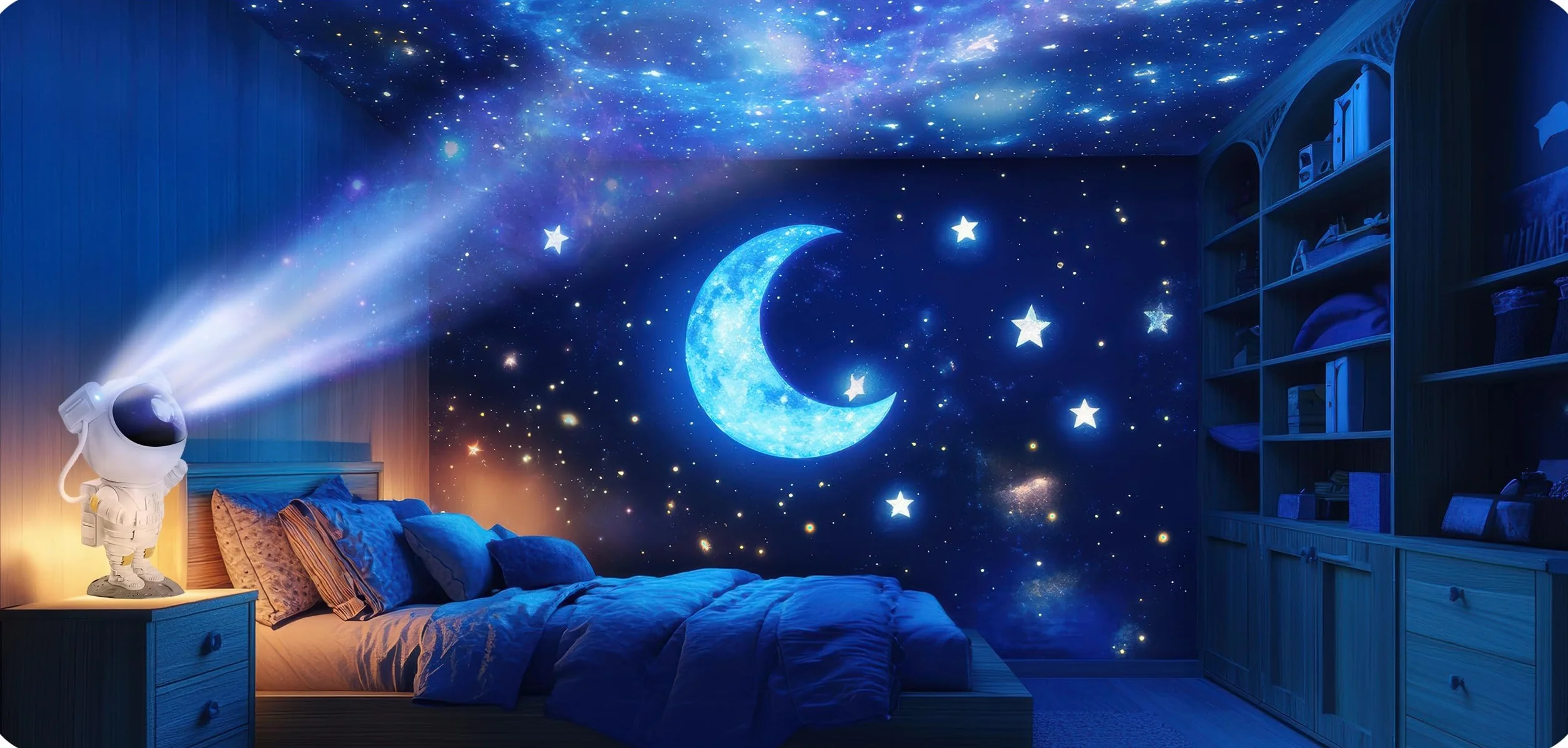 Proiettore astronauta cielo stellato per bambini – Proiettore astronauta con telecomando – Luce notturna per bambini 8 modalità – rotazione a 360° e timer – Decorazione per camera da letto