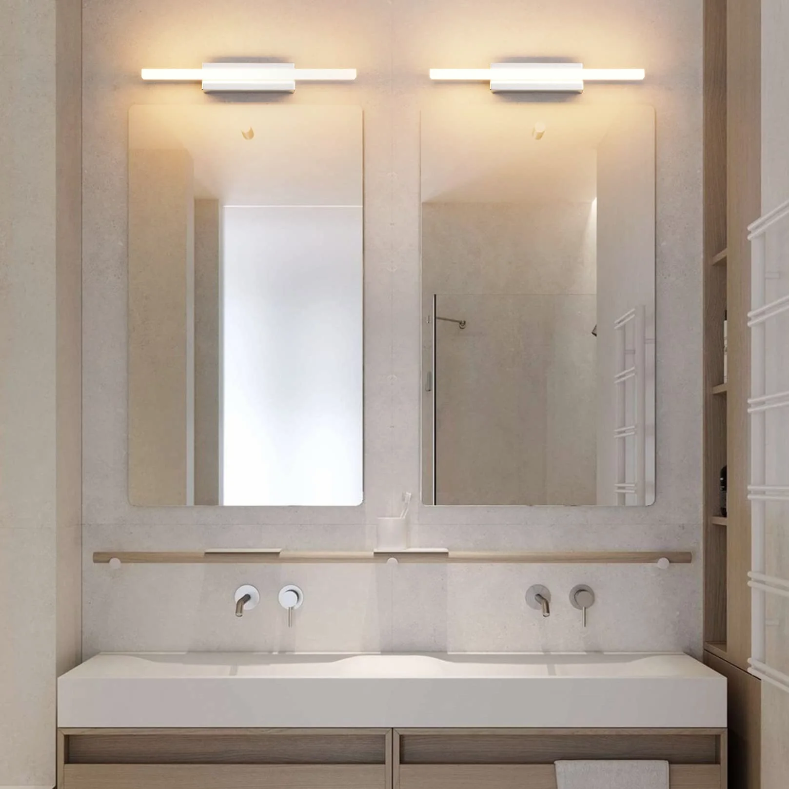 Klighten Lampada da Specchio Bagno 9W 40cm, IP44 Applique LED da Bagno Moderno, Luce Specchio Parete, 600 Lumen, 110-240V, Bianco Caldo 3000K, Cromo