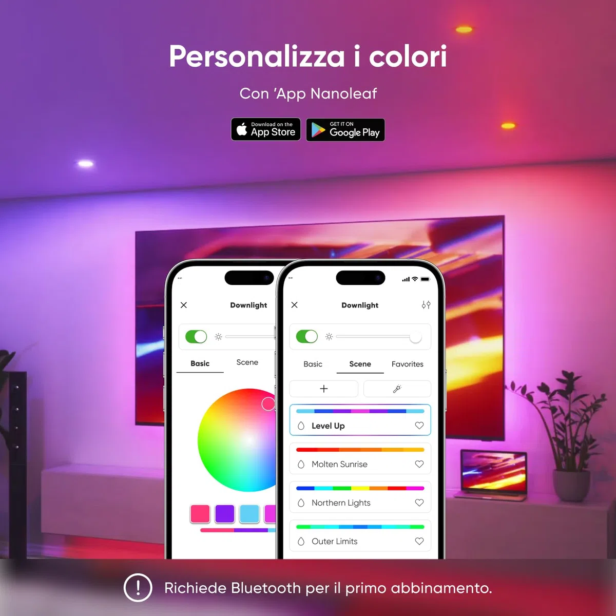 Nanoleaf Faretti LED da Incasso Soffitto Alexa, 550LM 1200K-6500K Compatibile con Google Home/App, Multicolore RGBCW Intelligente LED Dimmerabile per Cartongesso,1 Pezzo