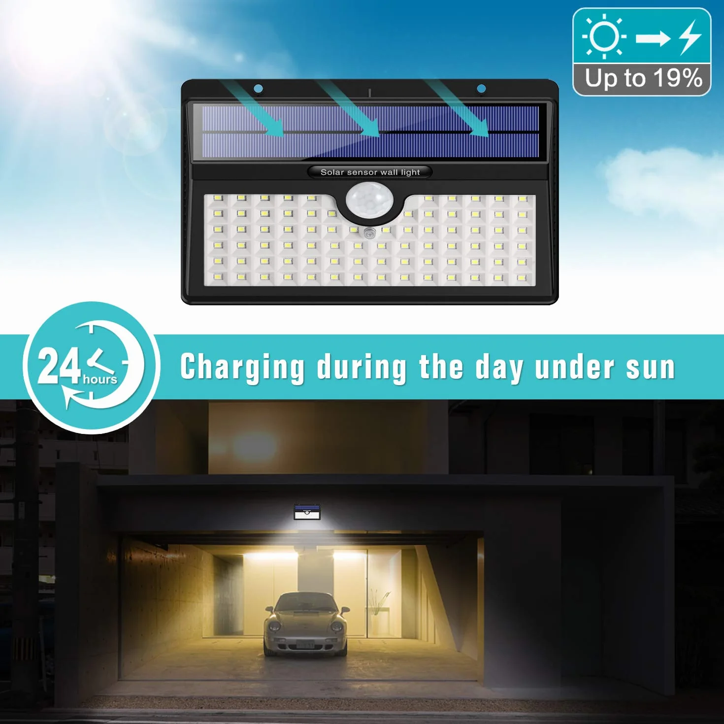 Luci Solari Esterno, 78 LED Super Luminosa con Sensore di Movimento Impermeabile Wireless Luce da Parete con 3 Modalità Lampade di Sicurezza per Giardino