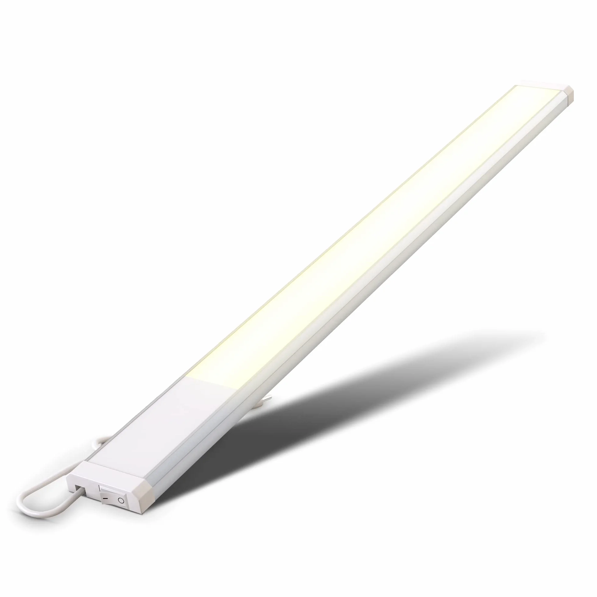 B.K.Licht - Lampada sottopensile cucina LED con interruttore on/off, luce bianca calda, cavo di collegamento incluso, lampada sottopensile, lampada led sottopensile, 57,5x4,9x1,3 cm, bianco-argento