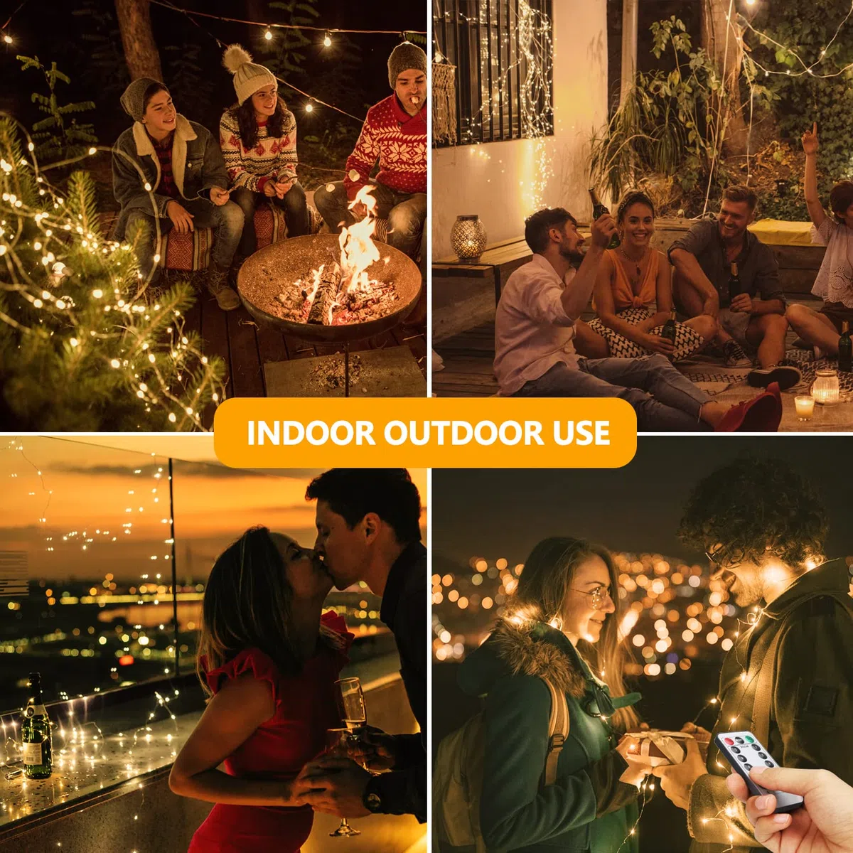 Luci Led a Batteria, 5M 50 LEDs 8 Modalità Lucine led Decorative IP65 Impermeabile con Telecomando, Timer e Dimmer per Interni e Esterni, Natale, Feste, Camera (4 Pezzi, Bianco Caldo)
