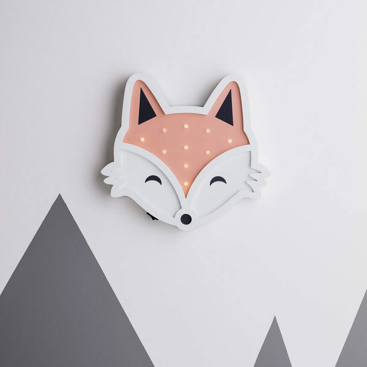 Lights4fun - Lampada a Muro di Legno per Bambini a Forma di Volpe con 10 LED Bianco Caldo a Pile