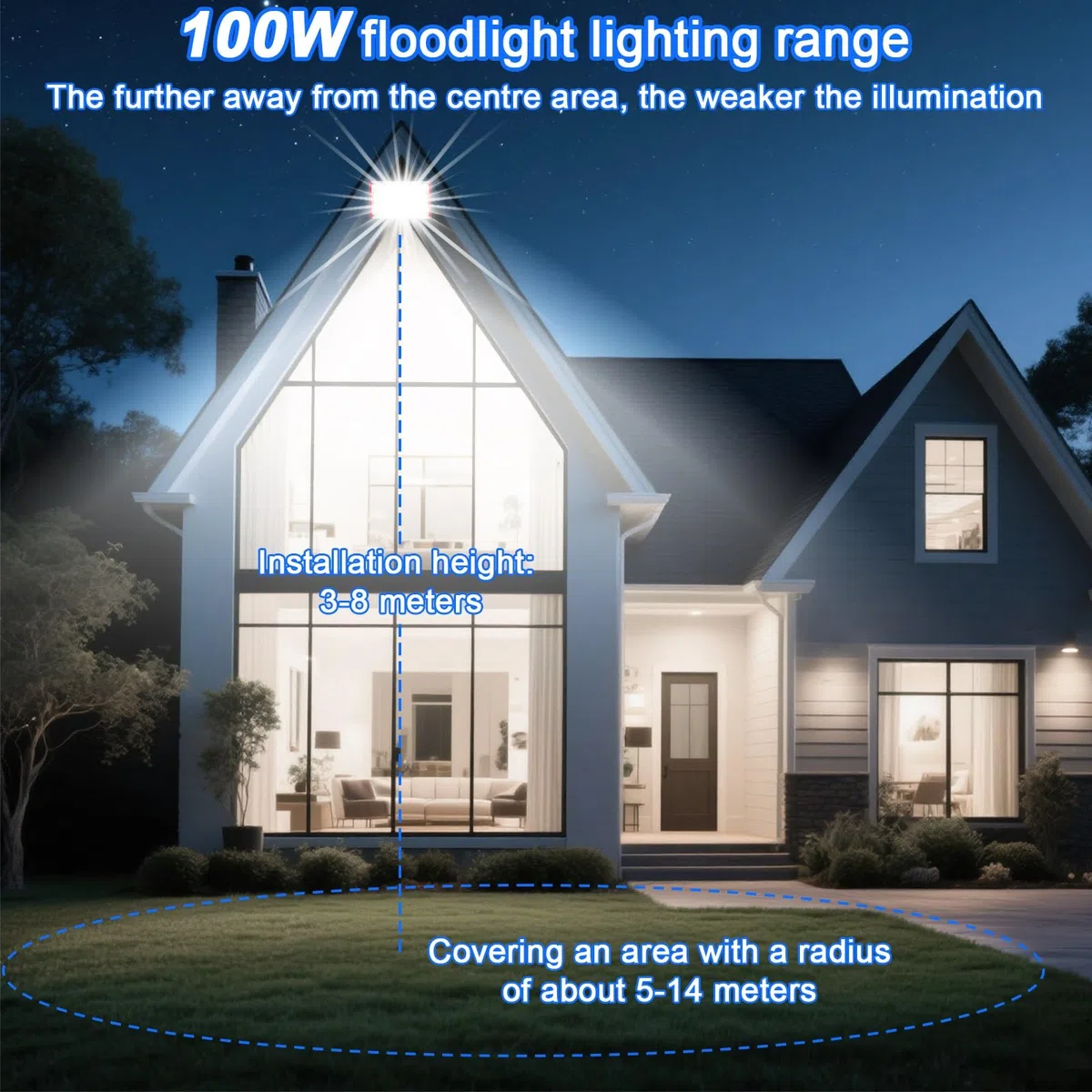CREATESTAR Faretto Led da Esterno 10000LM 100W, Faretti Led Esterni 6500K luce bianca fredda, 1 Pezzi IP66 Impermeabile Faro Esterno per magazzino giardino garage campo sportivo cortile