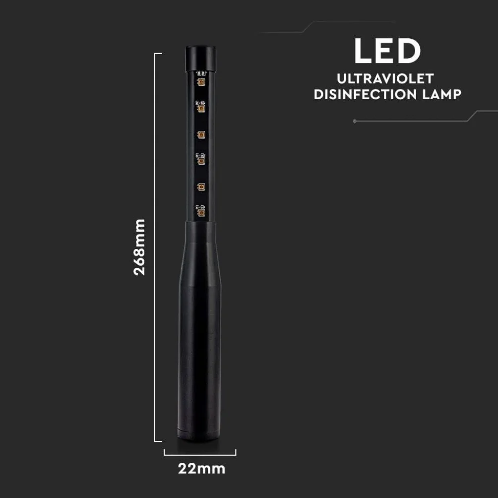 V-TAC VT-3214 Lampada portatile antibatterica germicida UV raggi ultravioletti 14w ricaricabile USB - sku 11220
