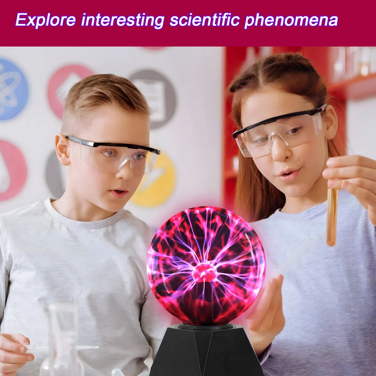 Riserva Sfera al Plasma Magica, 6 Pollici Lampada a Sfera al Plasma Sound Sensitive Touch, Sfera Luminosa Magica per Feste, Decorazioni, Prop, Home, Rossa