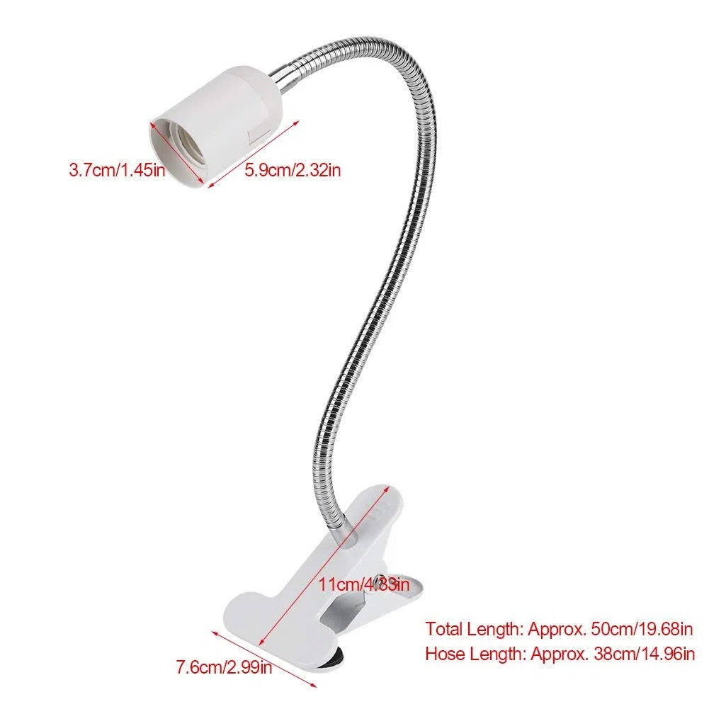 Lampade con Pinza, Lampada Lettura Comodino E27 Lampada a Morsetto LED Regolabile, Lampada a Collo di Cigno 360° Flessibile, Lampada Scrivania per Camera Letto, Scrivania, Ufficio