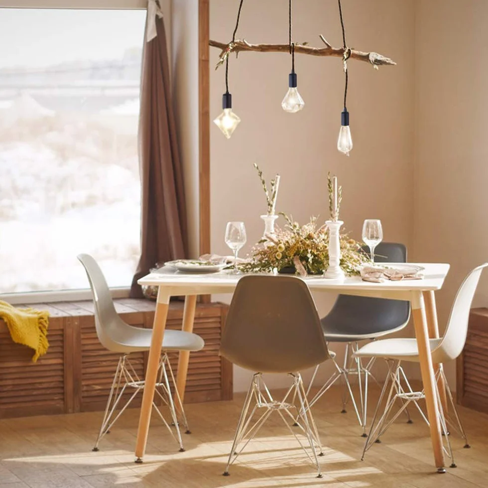 iDEGU Lampadario a Sospensione, Retrò Industriale Lampada da Soffitto con 3 Bracci a Stile Ragno Creativo DIY Lampada a Sospensione Vintage con Attacco E27 per Soggiorno Camera da Letto, 150CM, Nero