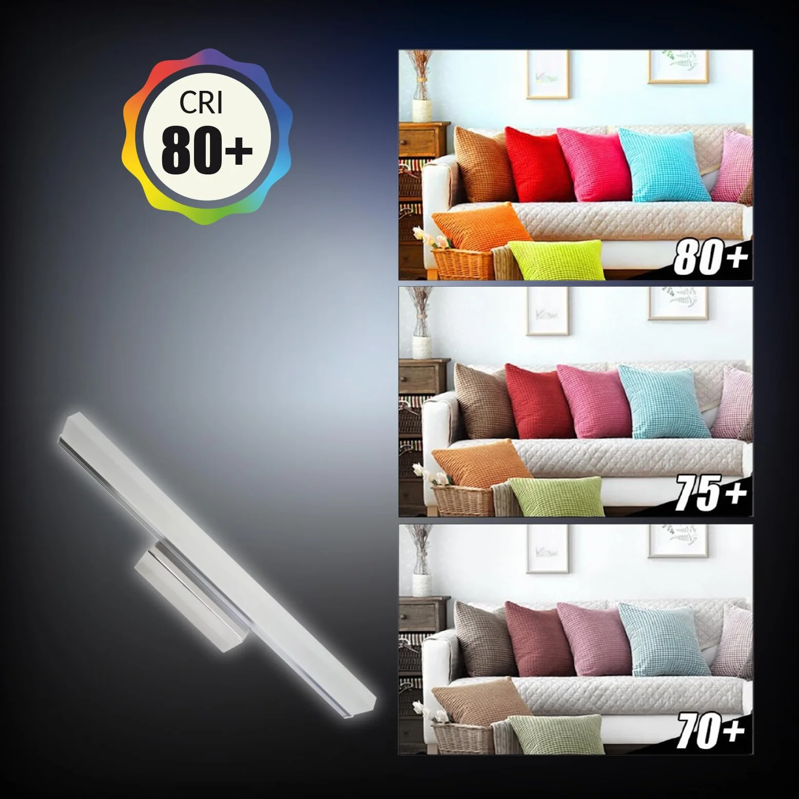 LED ATOMANT Applique Cromata per Bagno 40 cm, 10W, Colore Bianco Freddo (6500K), 1000 Lumen