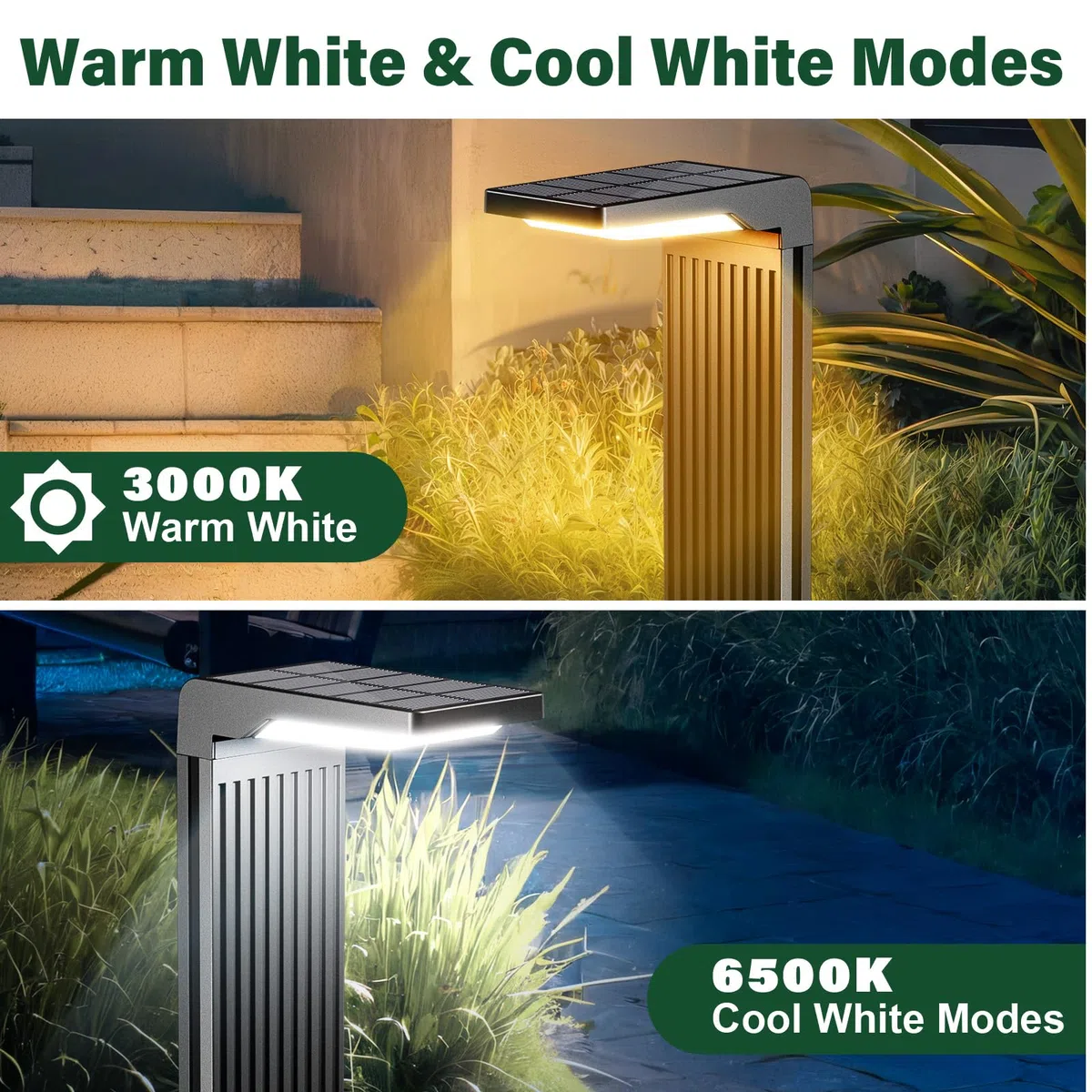 COXSENI Luci solari per vialetti, per esterni, caldo/freddo, confezione da 6 | 60 LED, a forma di L, impermeabile IP65, luci paesaggistiche ad energia solare, per vialetto, prato, patio, giardino
