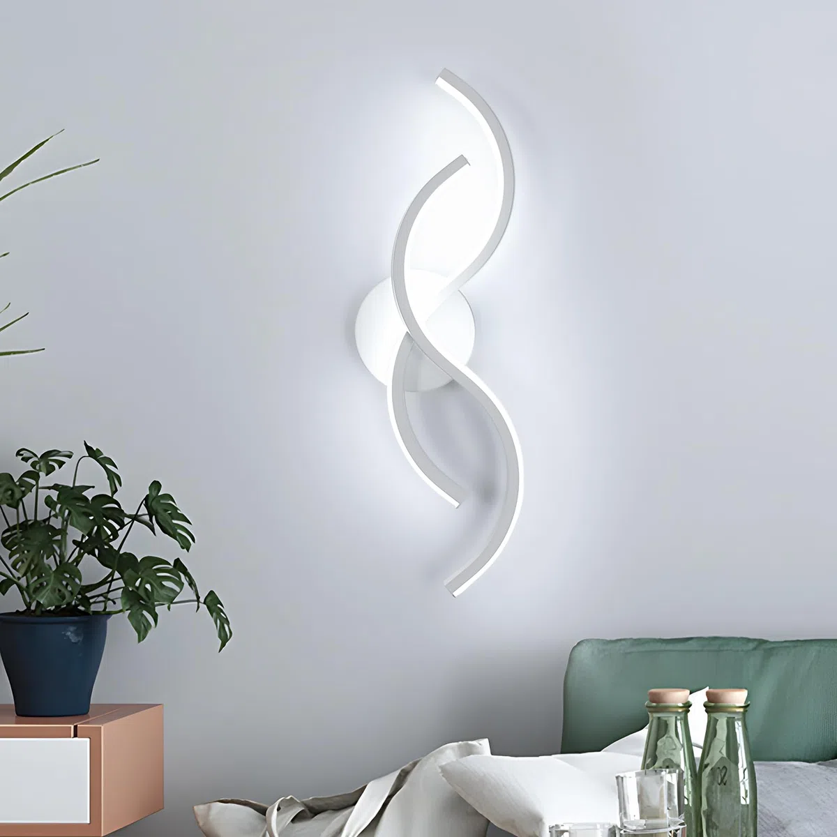 Toolight Applique LED Parete Interno, 15W Lampada da Parete Design Moderna, Lampada da Muro Interno per Soggiorno Camera da Letto Bagno Scale Corridoio, Luce Fredda 6500K, Bianco, 41CM