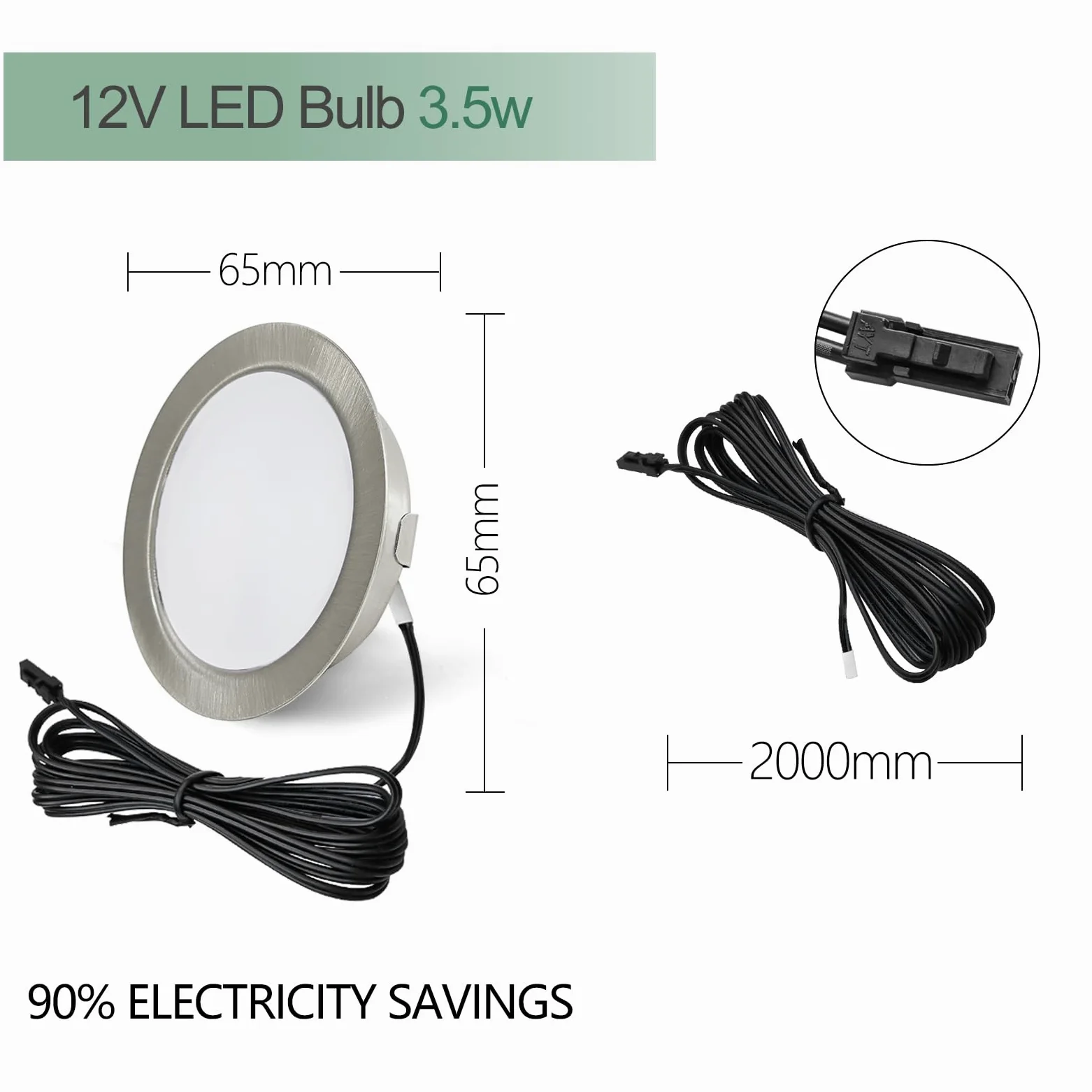 3 x Faretti Led da Incasso a Soffitto 12V, Faretti da Soffitto LED integrati 3,5W 300LM 3000K Bianco caldo, dimmerabili Faretti da Incasso luci ultrasottili per Camper, con cavo da 2M, Nichel