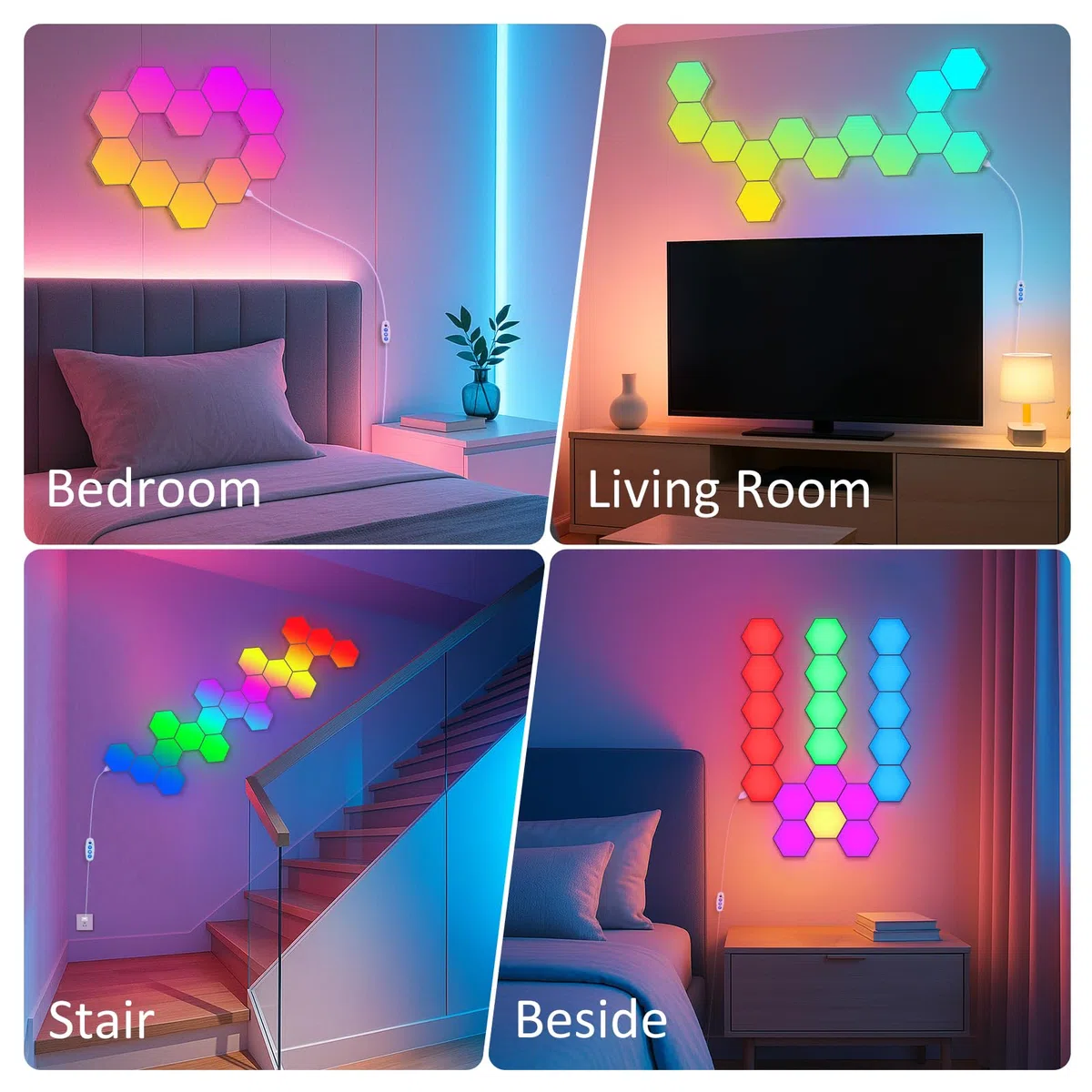 Kangtaixin Esagonali Muro LED Luci 8pcs Esagonale Gaming RGB Pannelli — Sincronizzazione Musicale Esagono Parete Lampada Stanza Esagoni Pannello Wall Luce
