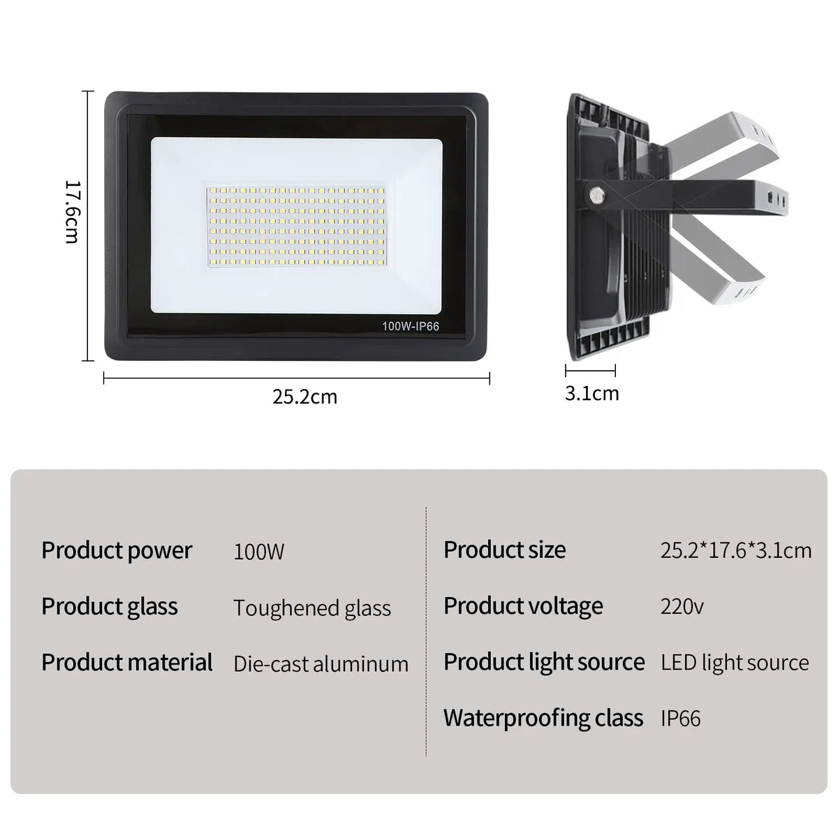 Faretto LED da Esterno 100W, 10000LM Superright Faro Led Esterno, IP66 Impermeabile 3000K Bianco Caldo Faretti Led Esterno per Giardino, Garage, Cortile, Terrazza