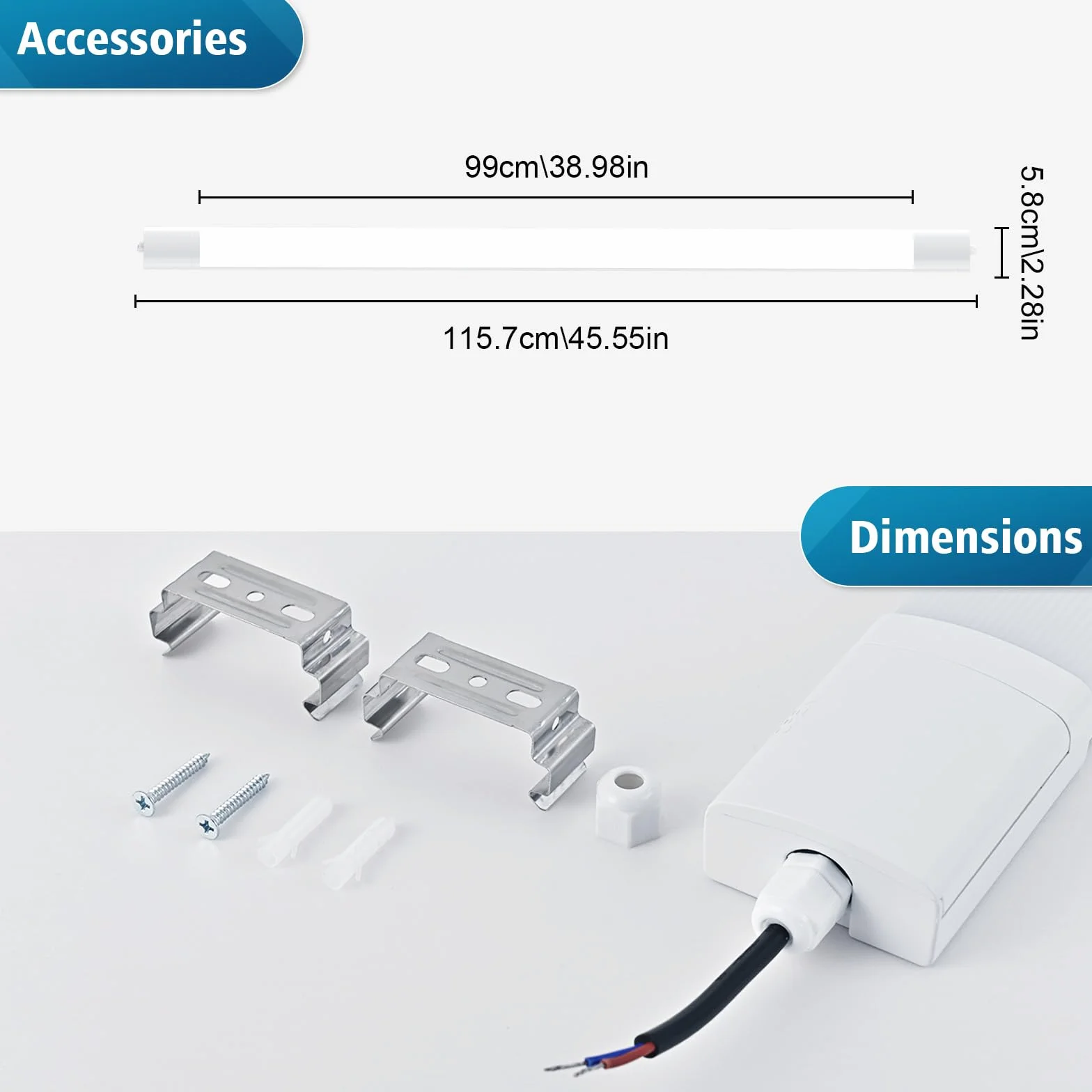 Plafoniera LED Lineare da Soffitto 120CM, 36W 3960LM Neon LED, 3000K-6500K Plafoniera Bagno, Collegabile, IP65 Reglette Garage per cantina, garage e magazzino, 1 PC