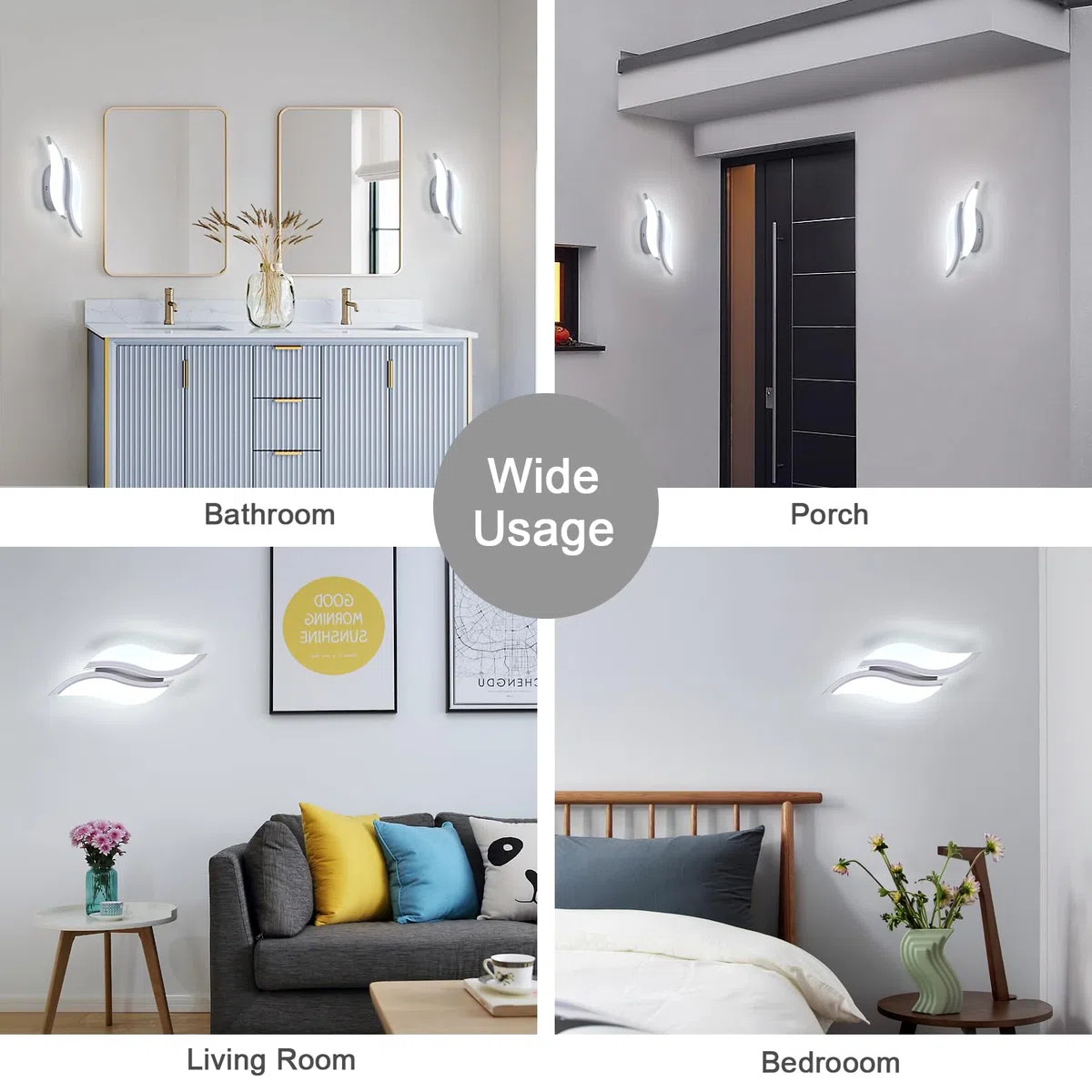 Dorlink Applique da Parete Interno, Lampada da Parete, Applique Camera da Letto Moderno, Creativo Lampada a Muro LED, 6500K Bianca Fredda, Appliques Foglia per Corridoio, Soggiorno, Scala, Bagno 12W